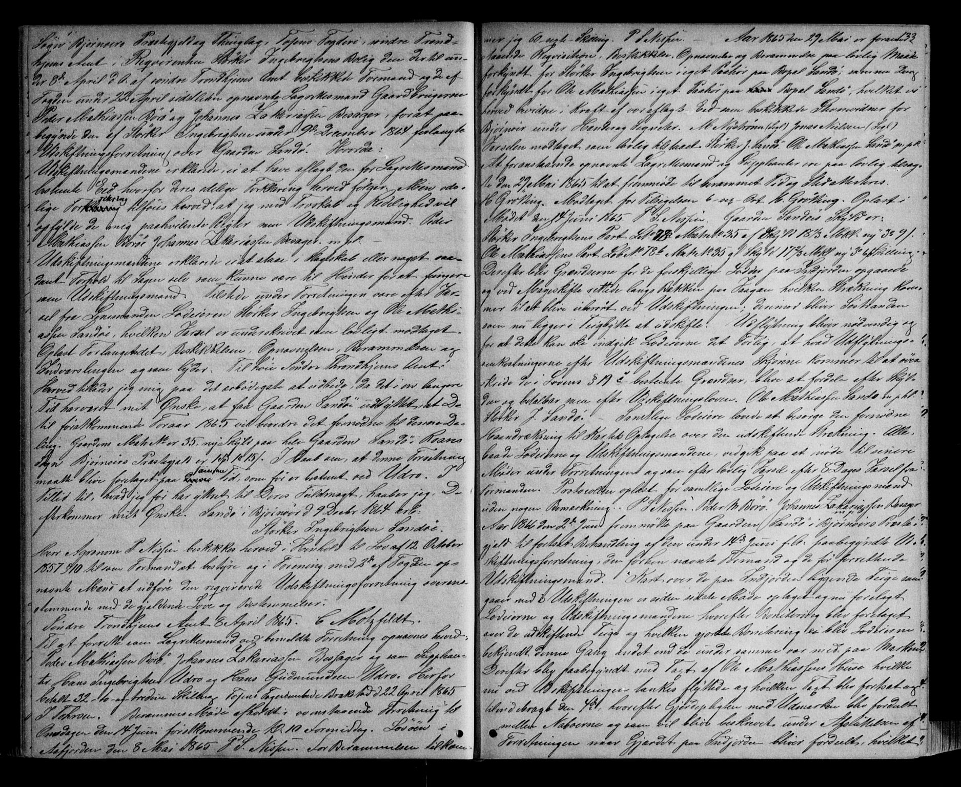 Fosen sorenskriveri, SAT/A-1107/1/2/2C/L0020: Pantebok nr. 12, 1866-1868, s. 133