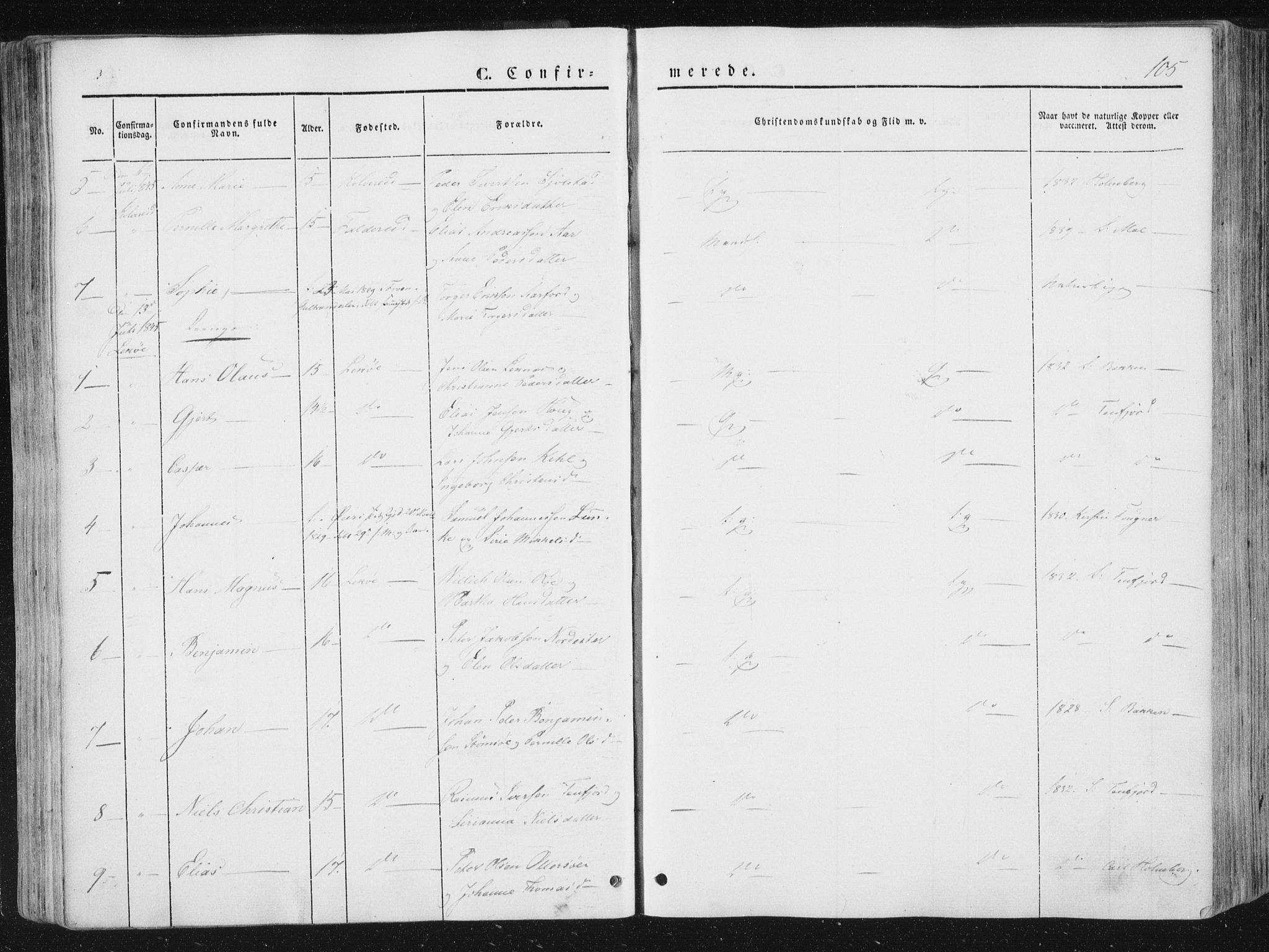 Ministerialprotokoller, klokkerbøker og fødselsregistre - Nord-Trøndelag, SAT/A-1458/780/L0640: Ministerialbok nr. 780A05, 1845-1856, s. 105