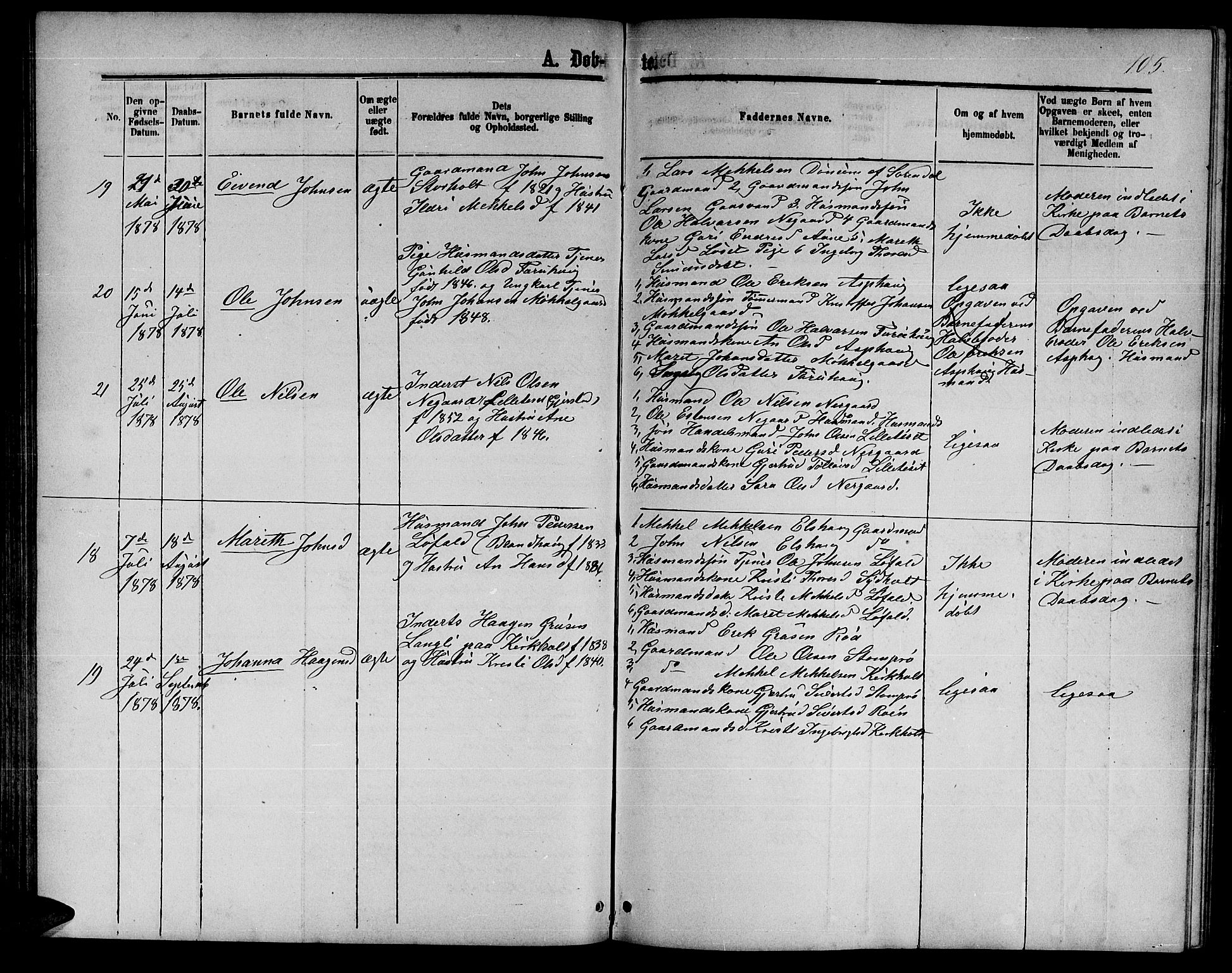 Ministerialprotokoller, klokkerbøker og fødselsregistre - Møre og Romsdal, AV/SAT-A-1454/598/L1076: Klokkerbok nr. 598C01, 1867-1878, s. 105