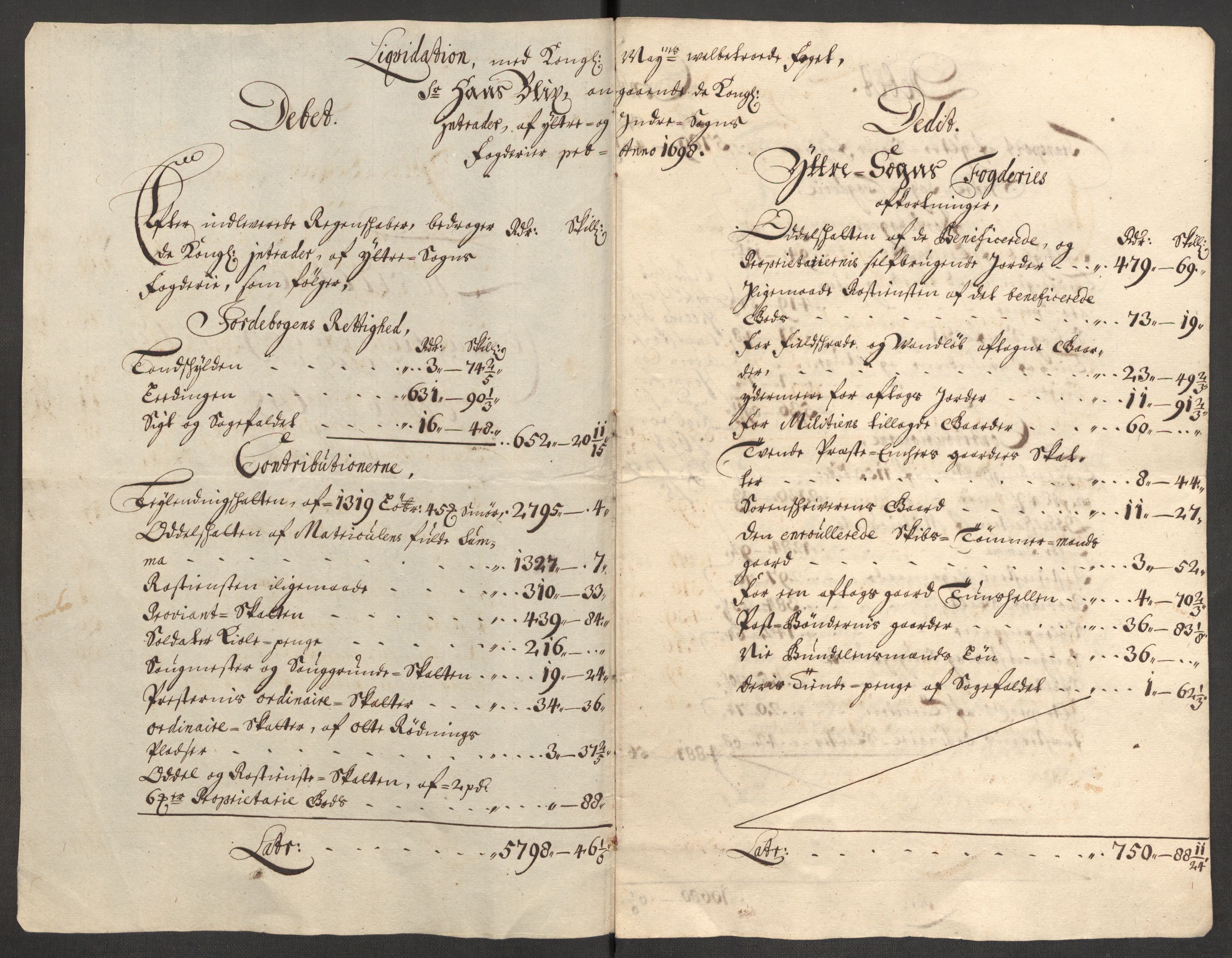 Rentekammeret inntil 1814, Reviderte regnskaper, Fogderegnskap, RA/EA-4092/R52/L3310: Fogderegnskap Sogn, 1698-1699, s. 283