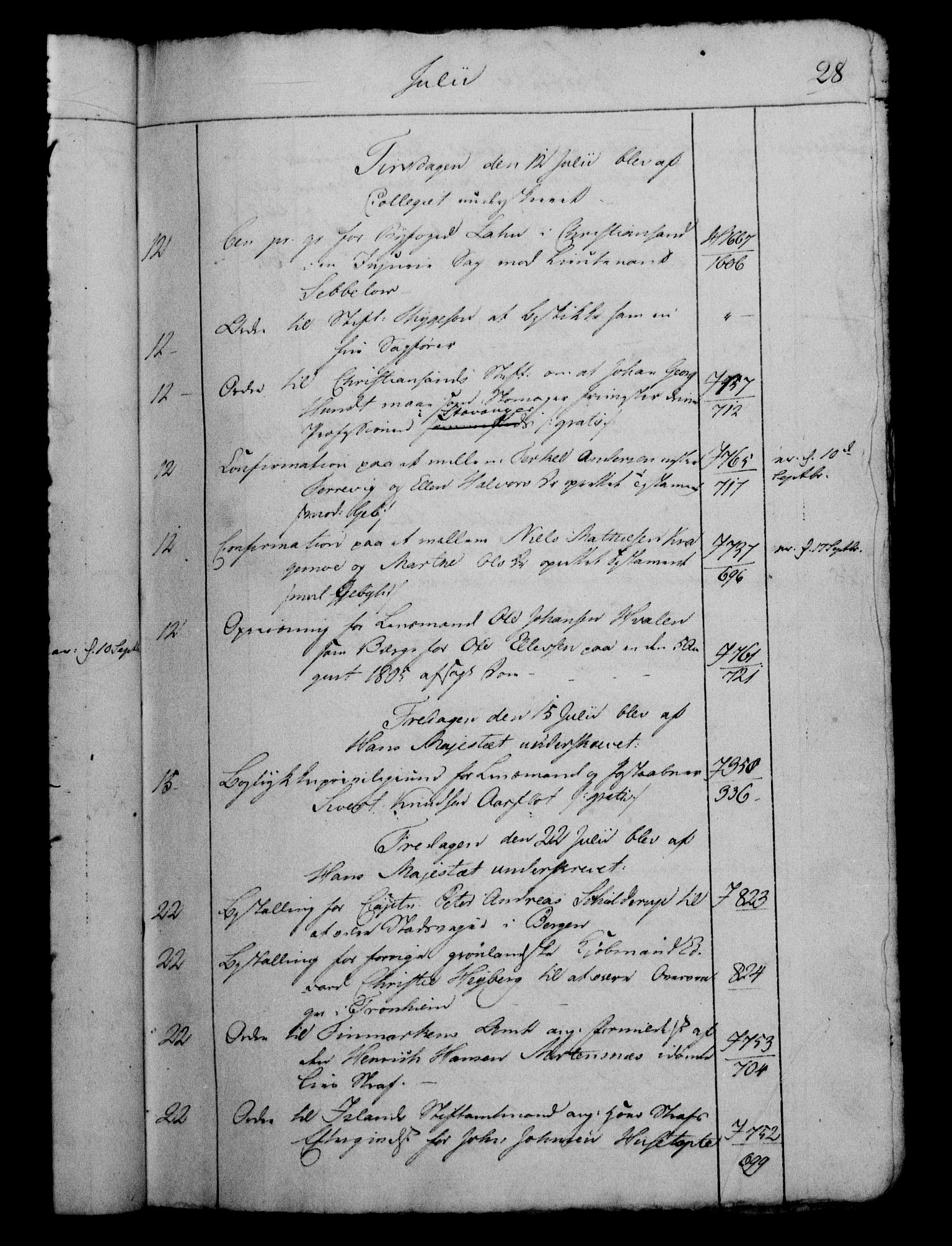 Danske Kanselli 1800-1814, RA/EA-3024/H/Hf/Hfb/Hfbc/L0009: Underskrivelsesbok m. register, 1808, s. 28