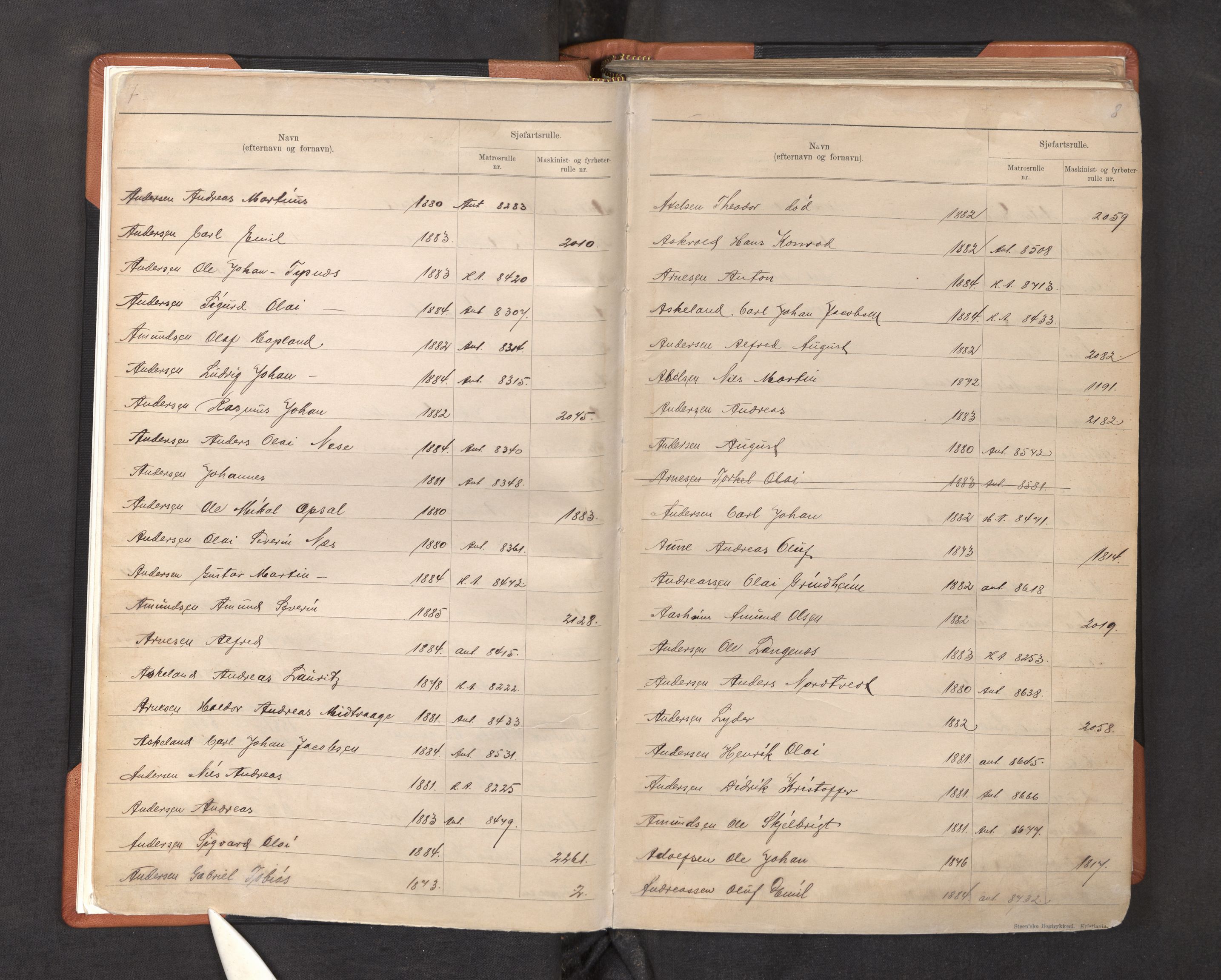 Innrulleringssjefen i Bergen, AV/SAB-A-100050/F/Fa/L0003: Register til sjøfarts-annotasjonsrulle for Bergen krets, 1897-1919