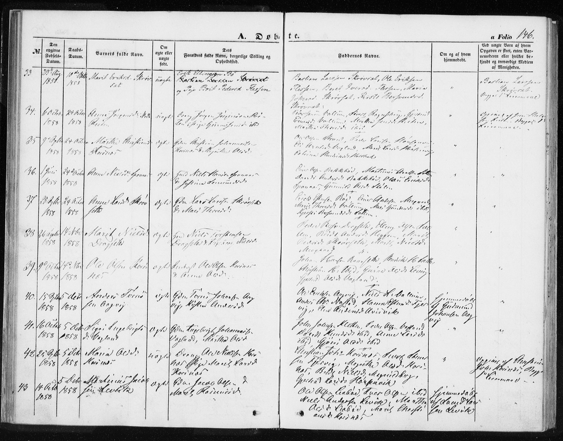 Ministerialprotokoller, klokkerbøker og fødselsregistre - Møre og Romsdal, AV/SAT-A-1454/576/L0883: Ministerialbok nr. 576A01, 1849-1865, s. 146