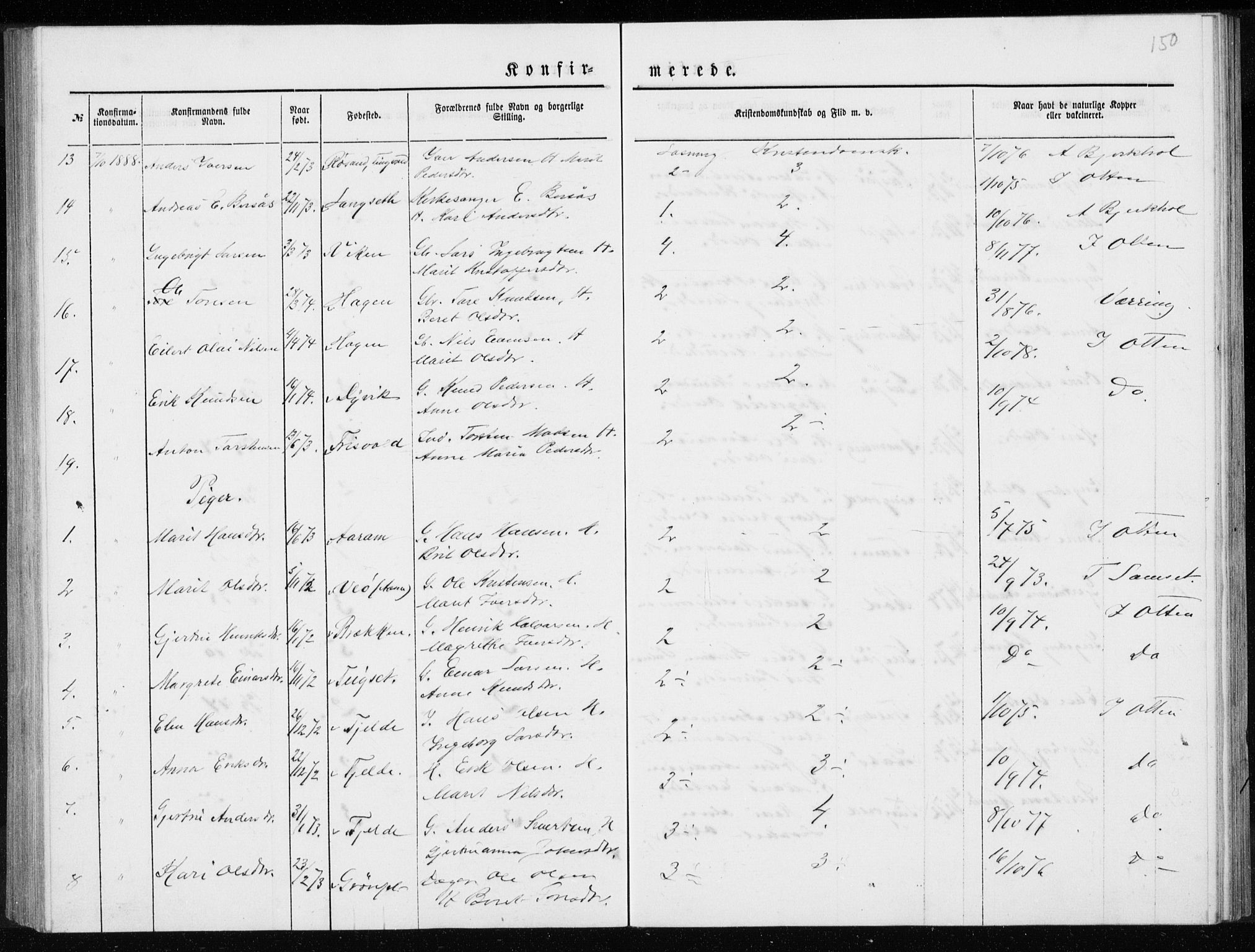 Ministerialprotokoller, klokkerbøker og fødselsregistre - Møre og Romsdal, SAT/A-1454/551/L0631: Klokkerbok nr. 551C03, 1886-1894, s. 150