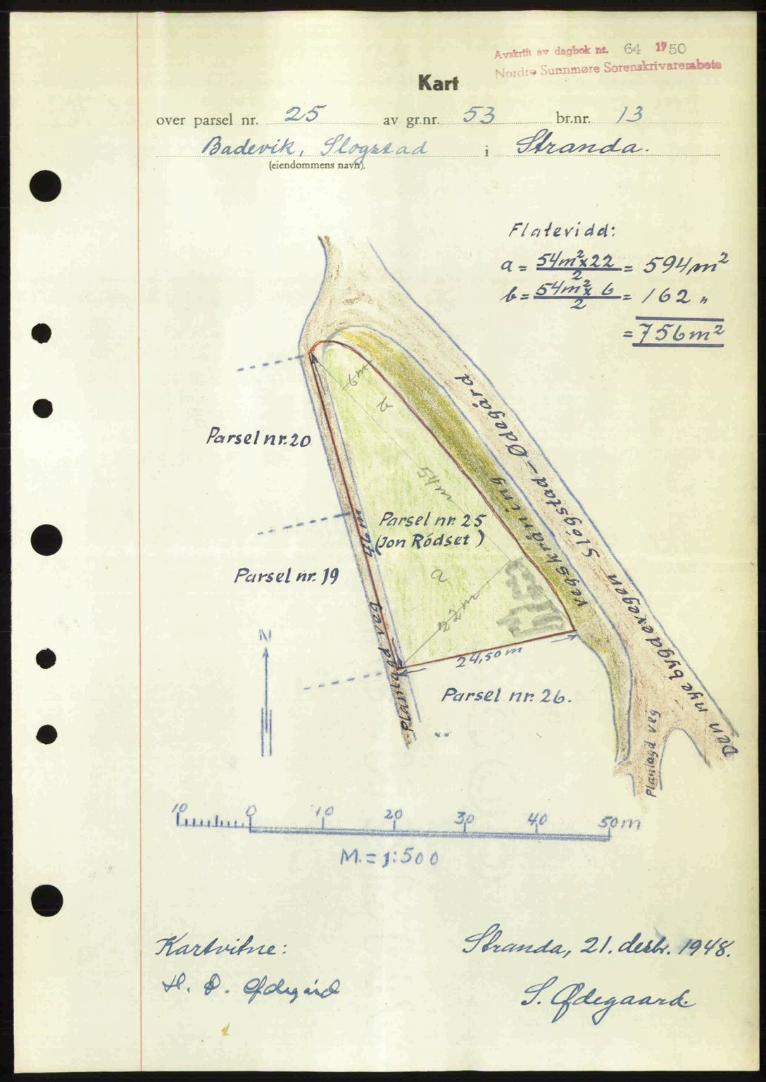 Nordre Sunnmøre sorenskriveri, AV/SAT-A-0006/1/2/2C/2Ca: Pantebok nr. A33, 1949-1950, Dagboknr: 64/1950