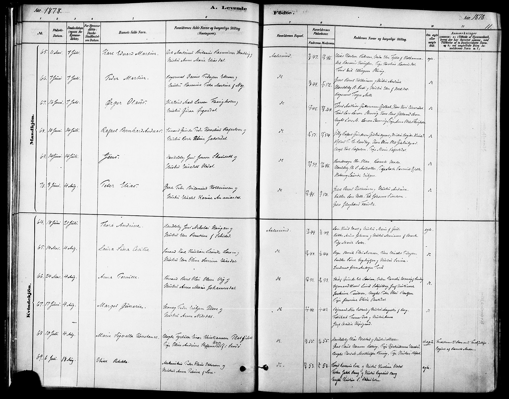 Ministerialprotokoller, klokkerbøker og fødselsregistre - Møre og Romsdal, SAT/A-1454/529/L0454: Ministerialbok nr. 529A04, 1878-1885, s. 11