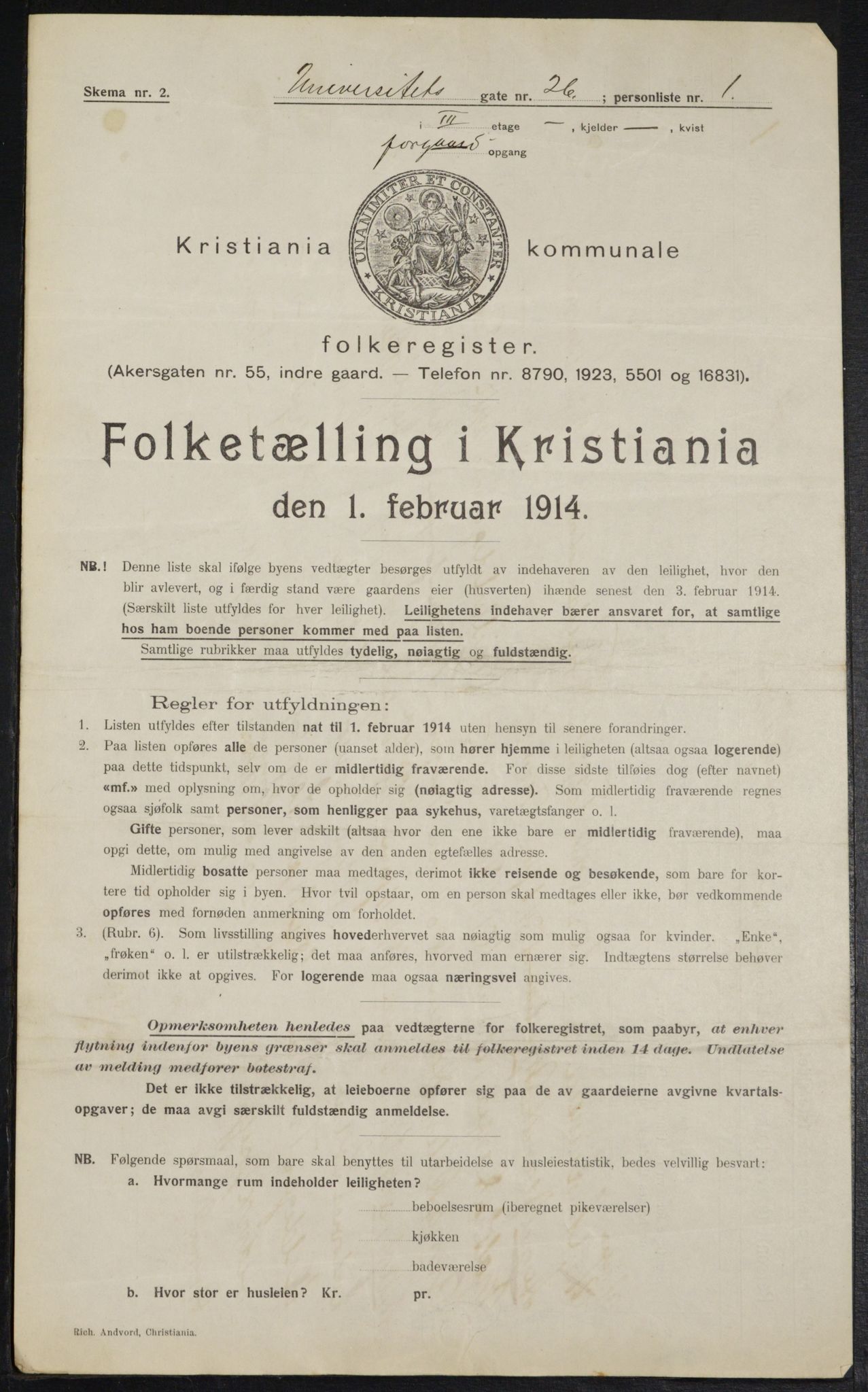 OBA, Kommunal folketelling 1.2.1914 for Kristiania, 1914, s. 121230