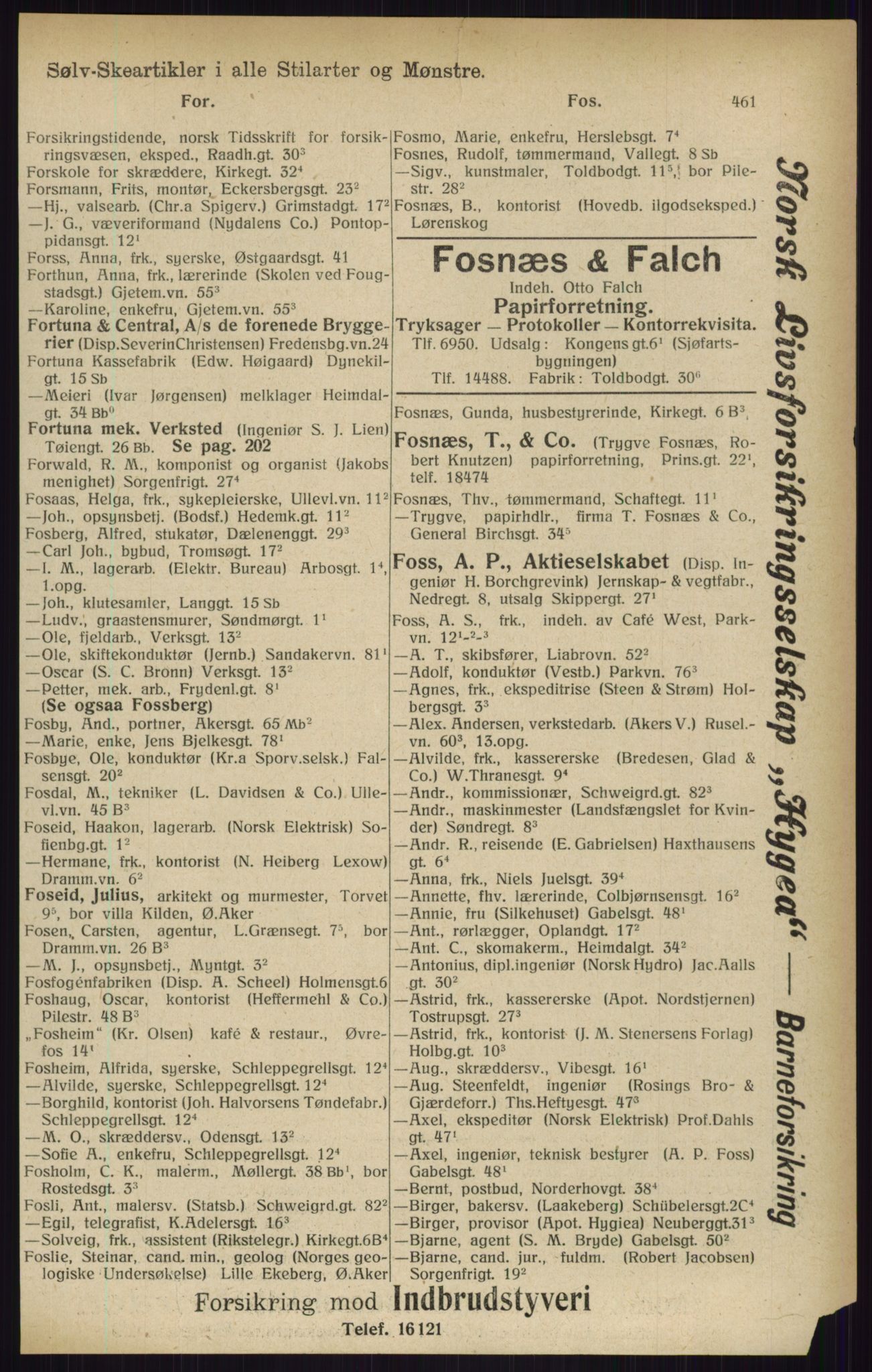 Kristiania/Oslo adressebok, PUBL/-, 1916, s. 461
