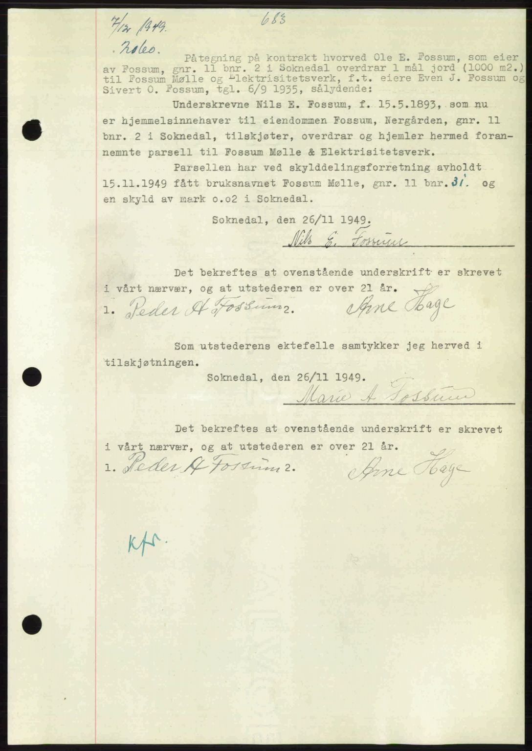 Gauldal sorenskriveri, SAT/A-0014/1/2/2C: Pantebok nr. A9, 1949-1950, Dagboknr: 2060/1949