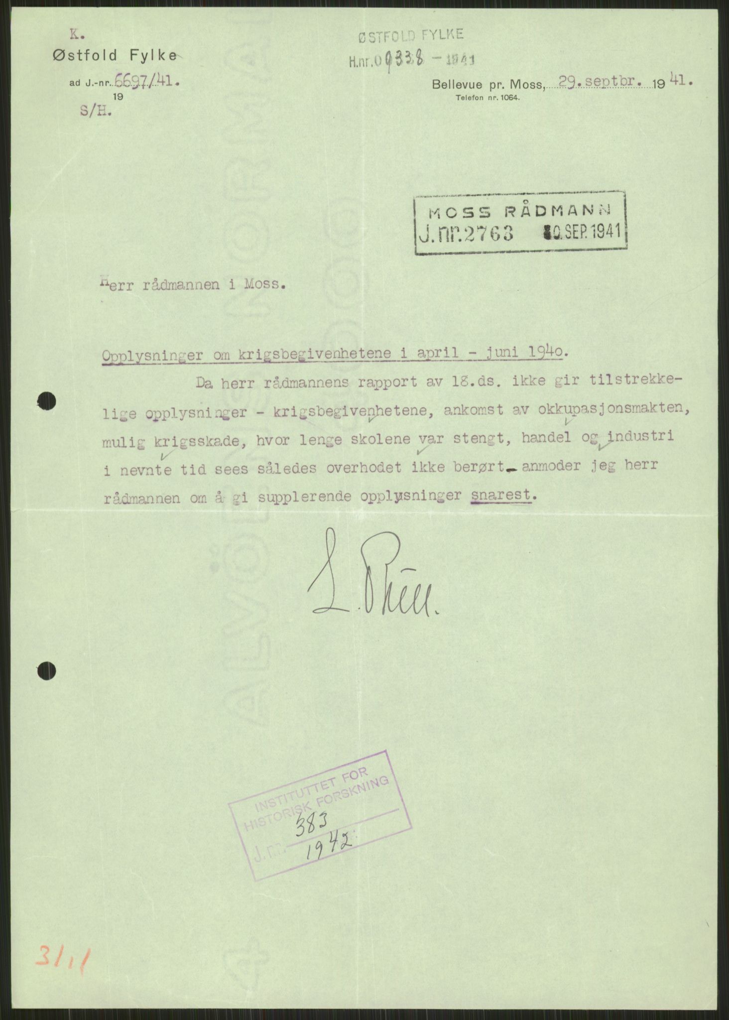 Forsvaret, Forsvarets krigshistoriske avdeling, AV/RA-RAFA-2017/Y/Ya/L0013: II-C-11-31 - Fylkesmenn.  Rapporter om krigsbegivenhetene 1940., 1940, s. 102