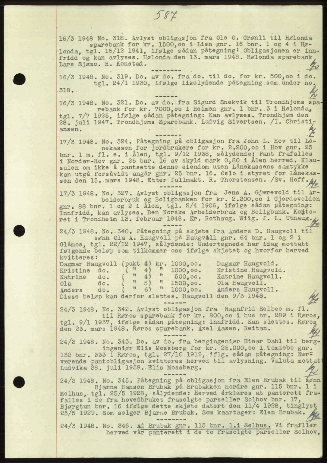 Gauldal sorenskriveri, SAT/A-0014/1/2/2C: Pantebok nr. A5, 1947-1948, Dagboknr: 318/1948