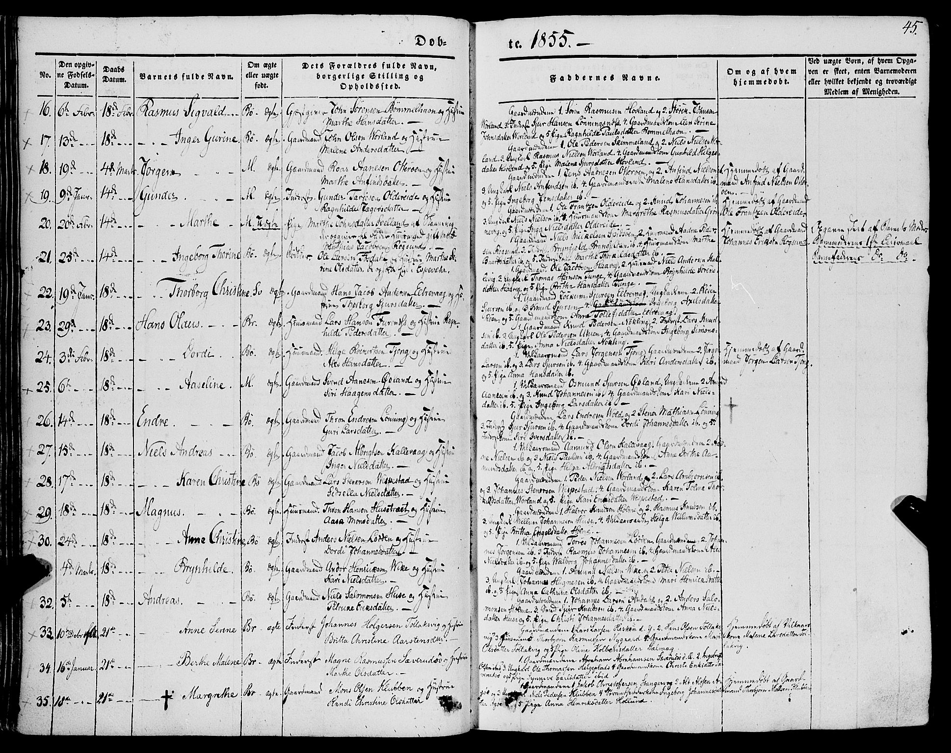 Finnås sokneprestembete, AV/SAB-A-99925/H/Ha/Haa/Haaa/L0007: Ministerialbok nr. A 7, 1850-1862, s. 45