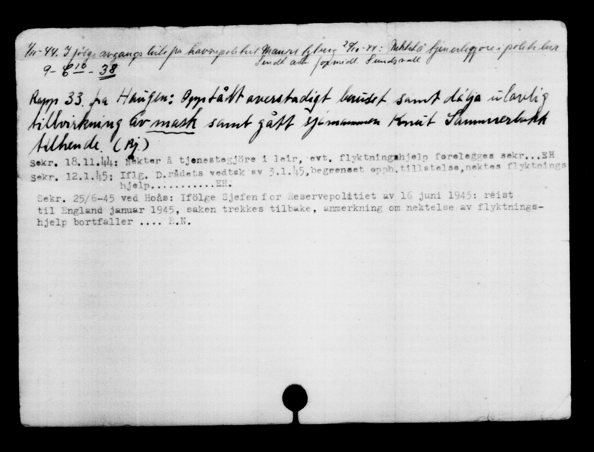 Utenriksstasjonene, Legasjonen i Stockholm, Flyktningkontoret, AV/RA-S-6753/V/Va/L0006: Kjesäterkartoteket, flyktninger med registreringsnr. 9400-12711, 1940-1945, s. 2168