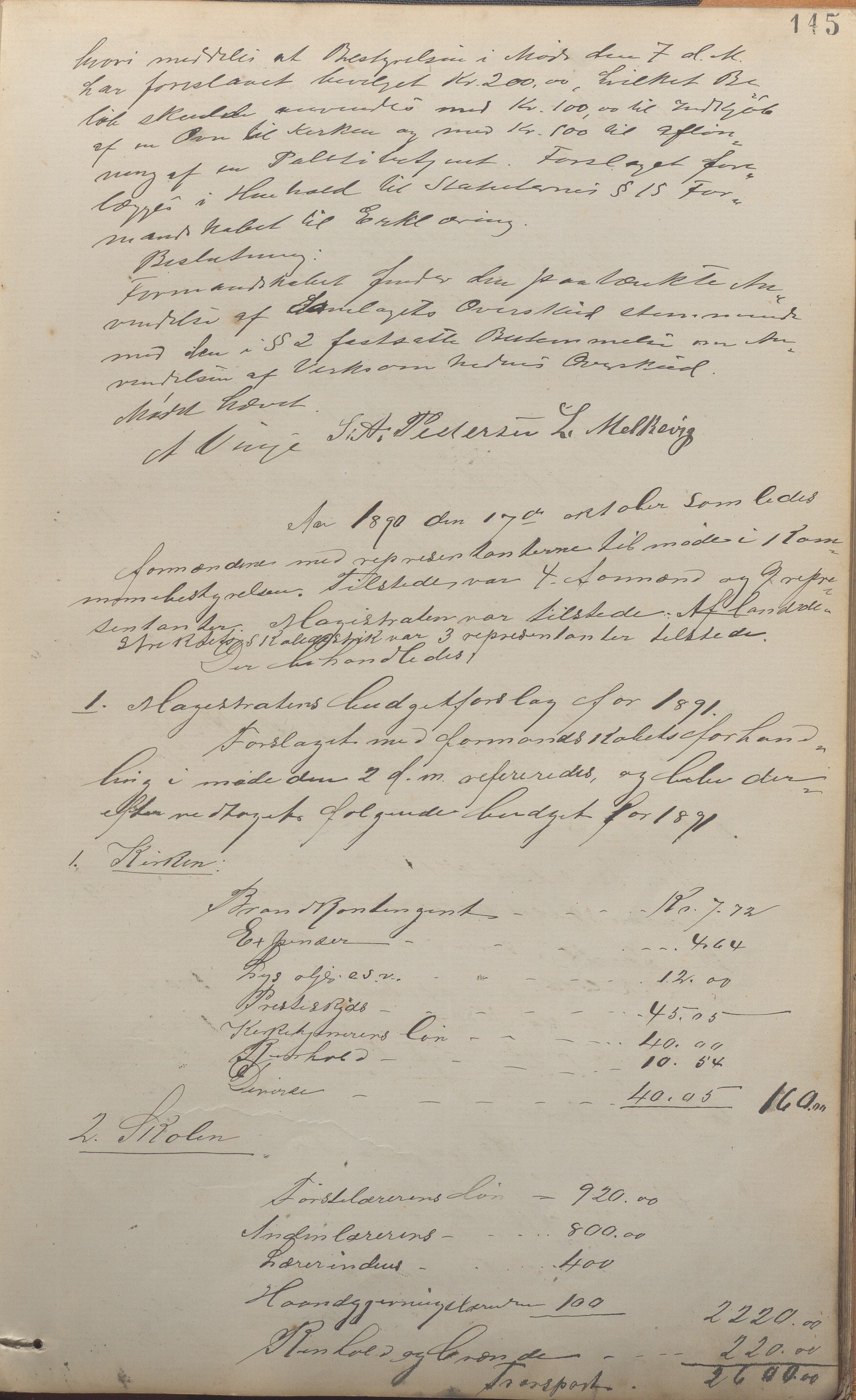 Kopervik Kommune - Formannskapet og Bystyret, IKAR/K-102468/A/Aa/L0002: Møtebok, 1874-1894, s. 145a