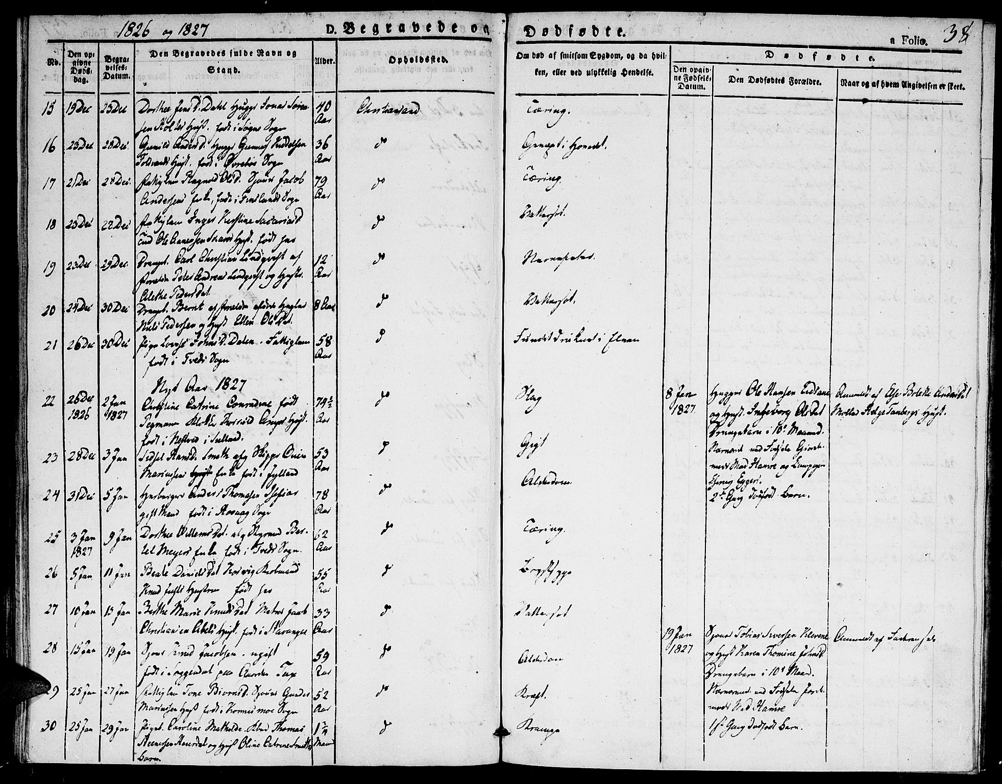 Kristiansand domprosti, AV/SAK-1112-0006/F/Fa/L0010: Ministerialbok nr. A 10, 1824-1827, s. 38