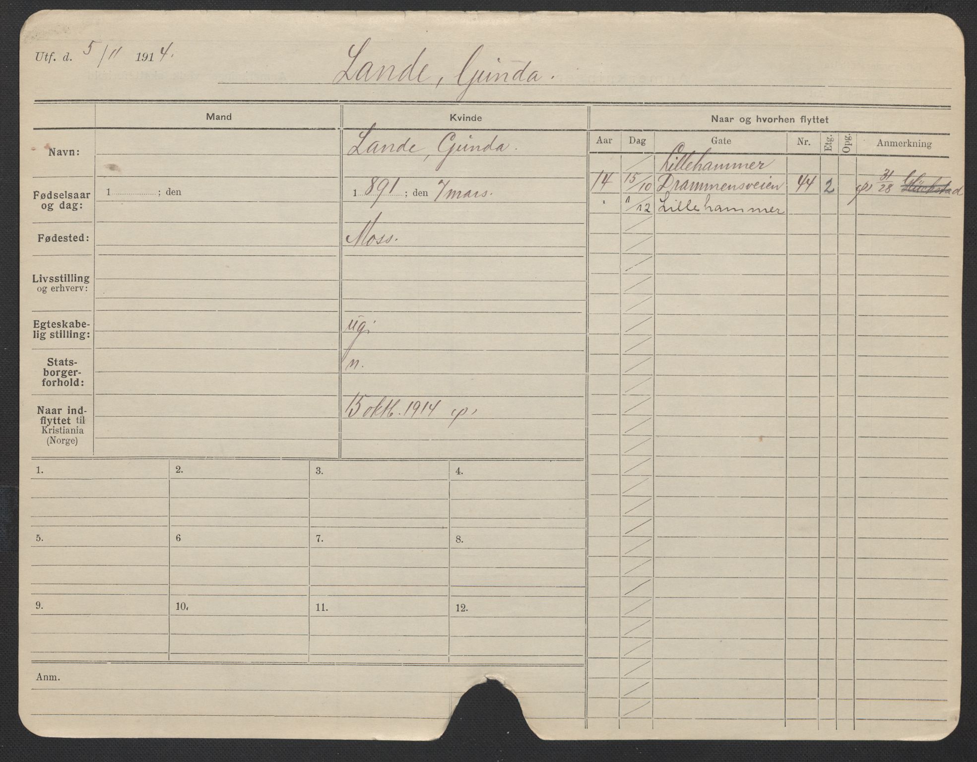 Oslo folkeregister, Registerkort, AV/SAO-A-11715/F/Fa/Fac/L0019: Kvinner, 1906-1914, s. 713a