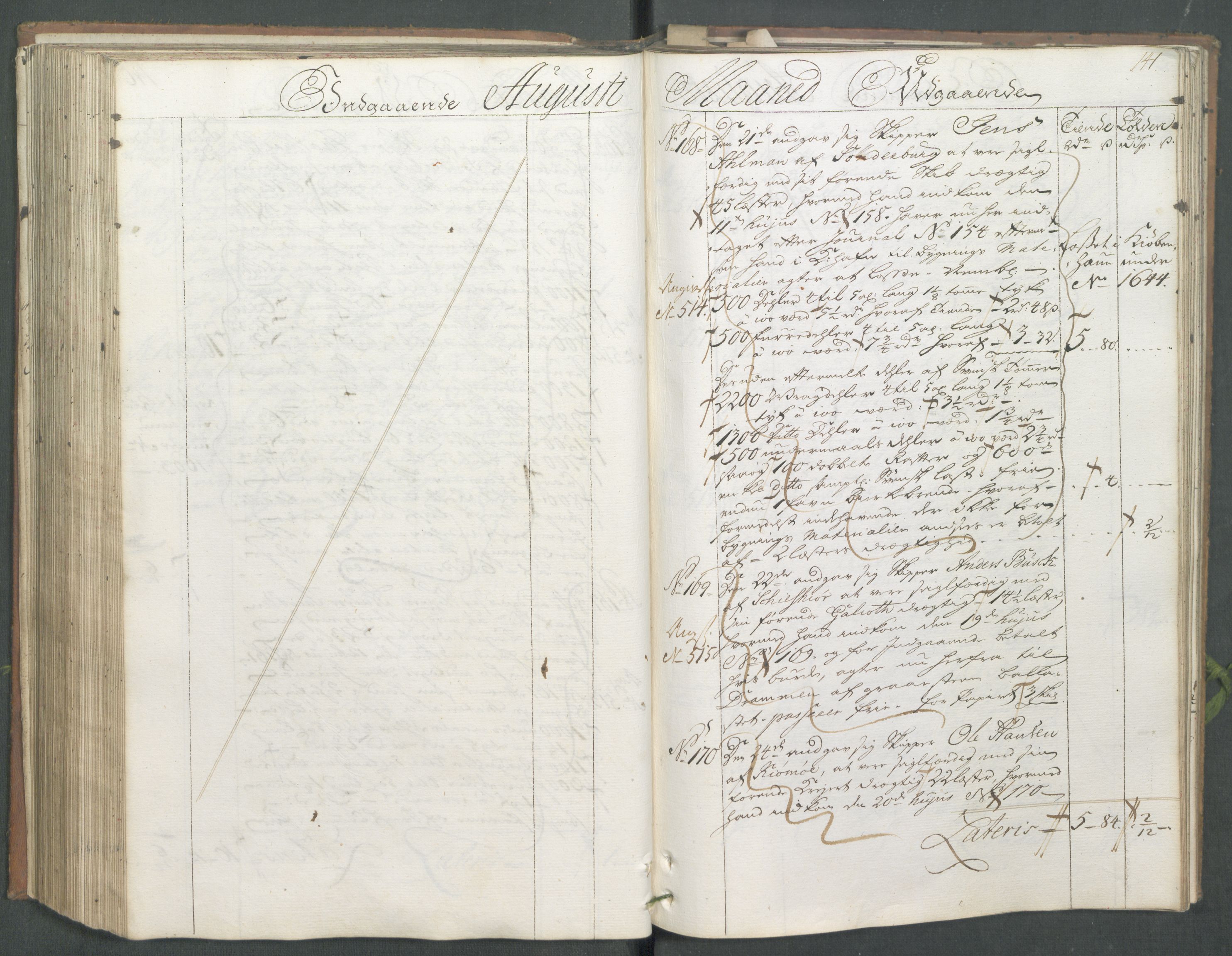 Generaltollkammeret, tollregnskaper, AV/RA-EA-5490/R01/L0008/0001: Tollregnskaper Fredrikshald / Hovedtollbok, 1733, s. 140b-141a