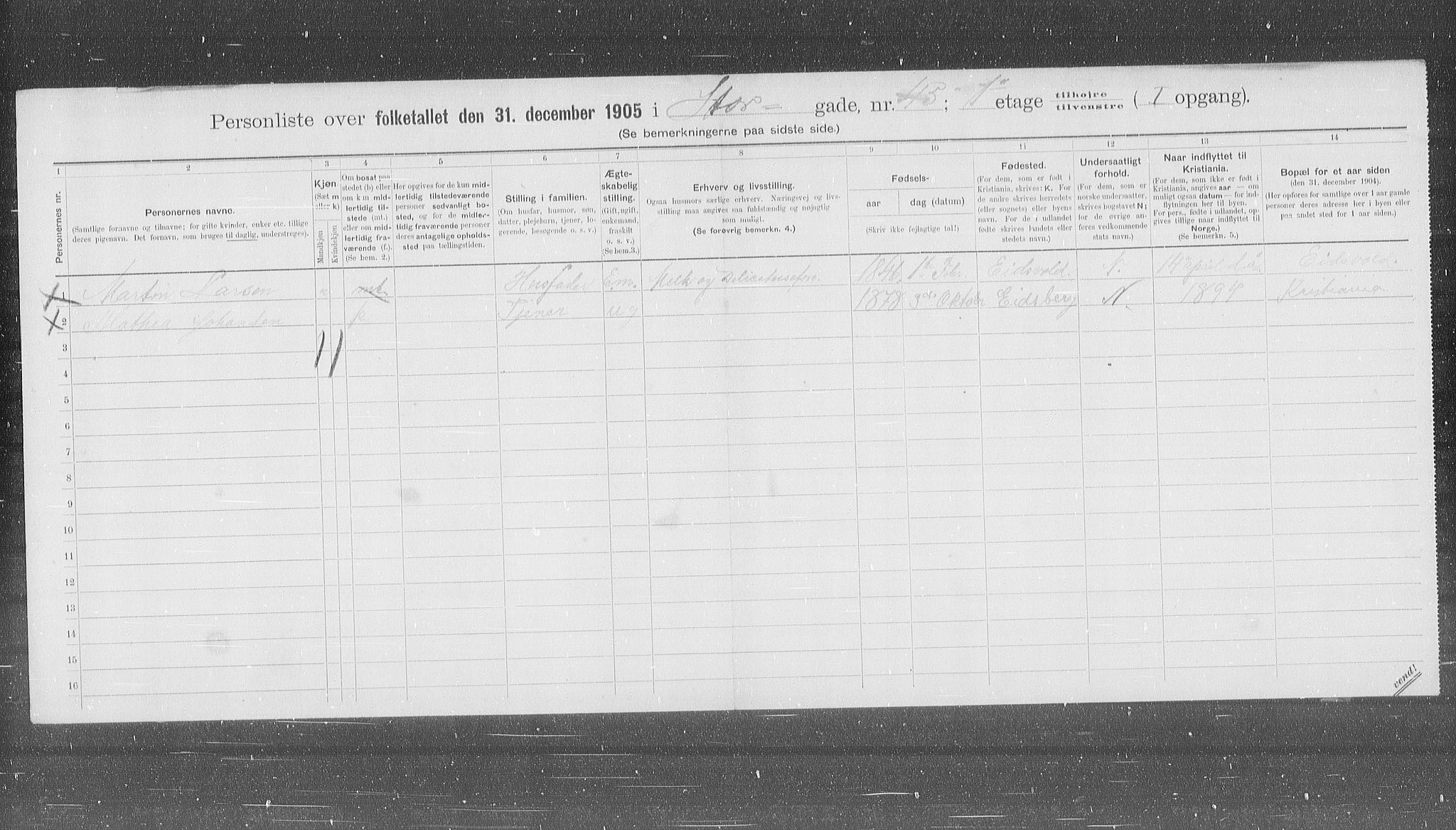 OBA, Kommunal folketelling 31.12.1905 for Kristiania kjøpstad, 1905, s. 53804