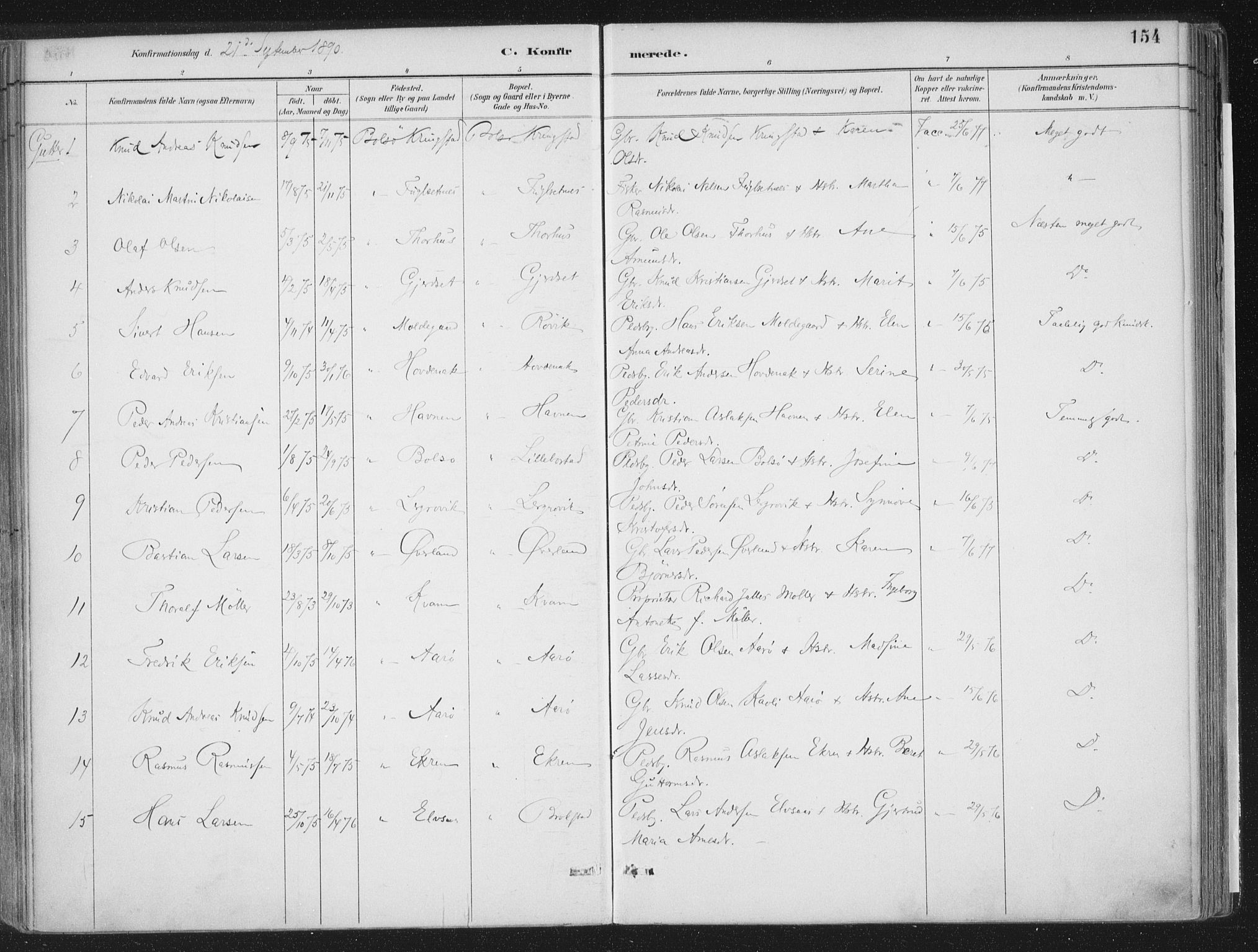 Ministerialprotokoller, klokkerbøker og fødselsregistre - Møre og Romsdal, AV/SAT-A-1454/555/L0658: Ministerialbok nr. 555A09, 1887-1917, s. 154