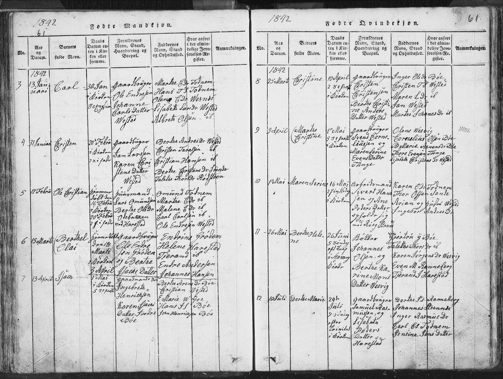 Hetland sokneprestkontor, SAST/A-101826/30/30BA/L0001: Ministerialbok nr. A 1, 1816-1856, s. 61