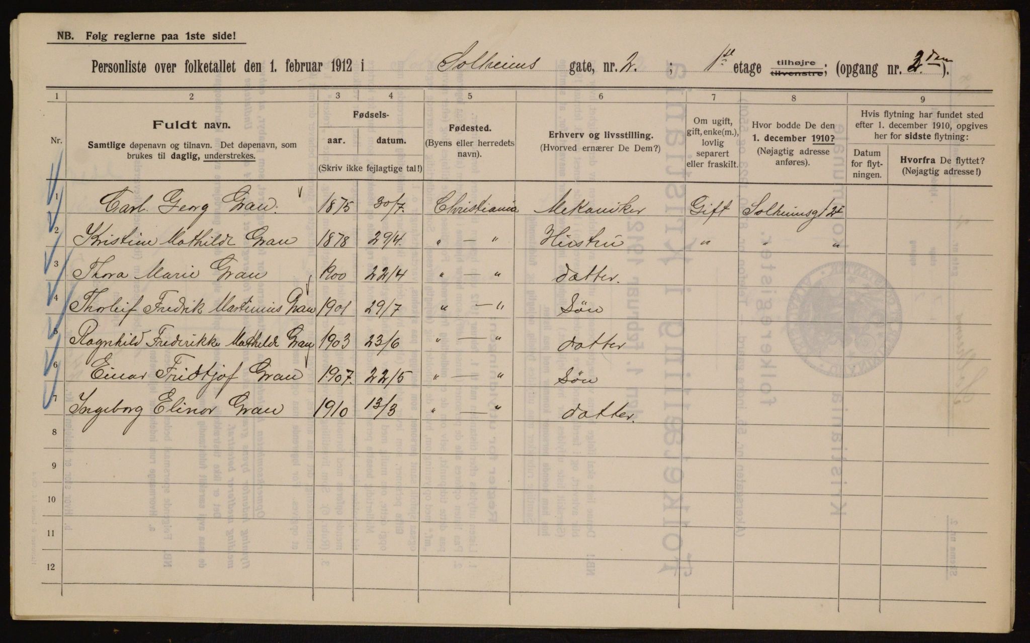 OBA, Kommunal folketelling 1.2.1912 for Kristiania, 1912, s. 99833