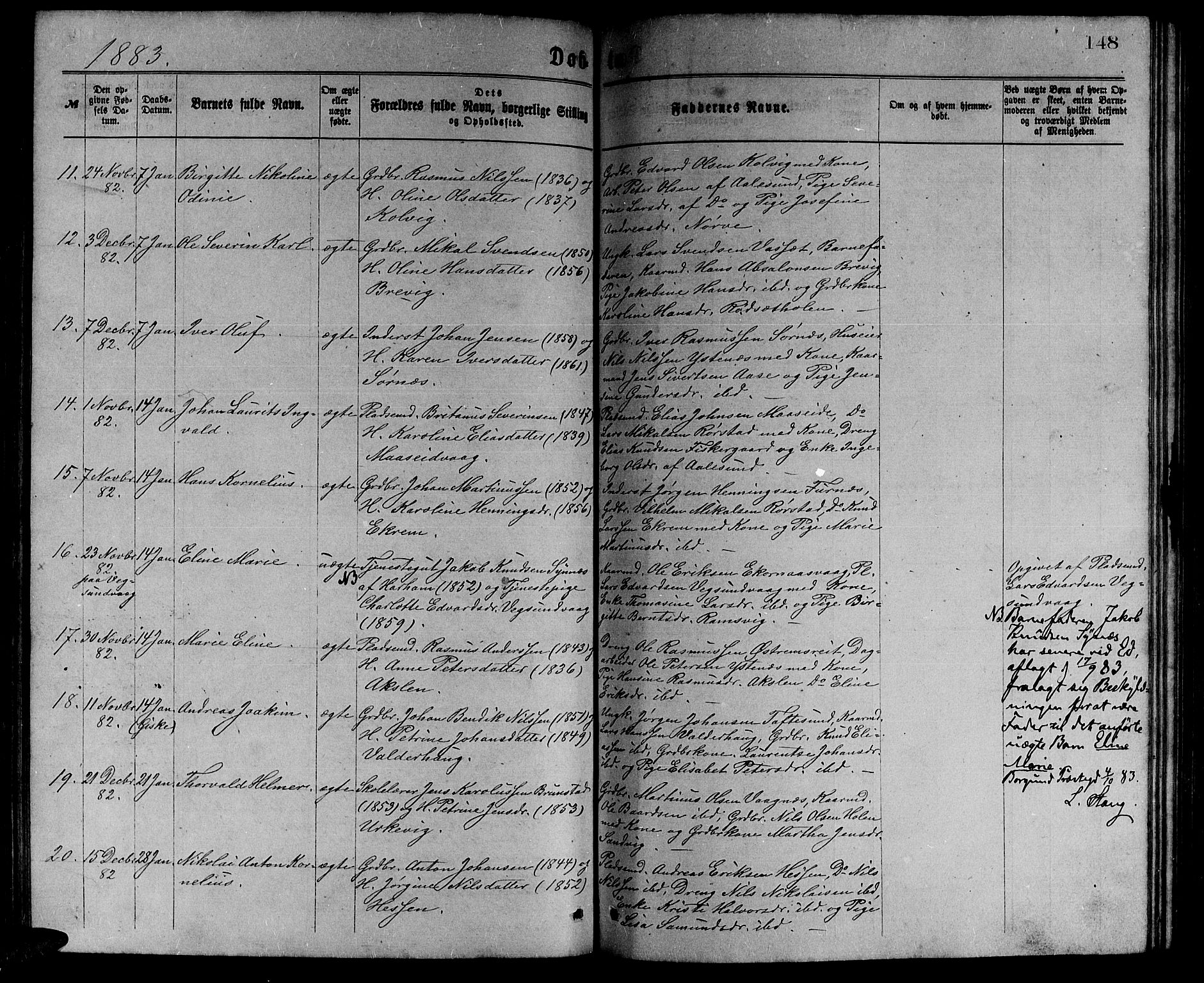 Ministerialprotokoller, klokkerbøker og fødselsregistre - Møre og Romsdal, AV/SAT-A-1454/528/L0429: Klokkerbok nr. 528C10, 1872-1886, s. 148