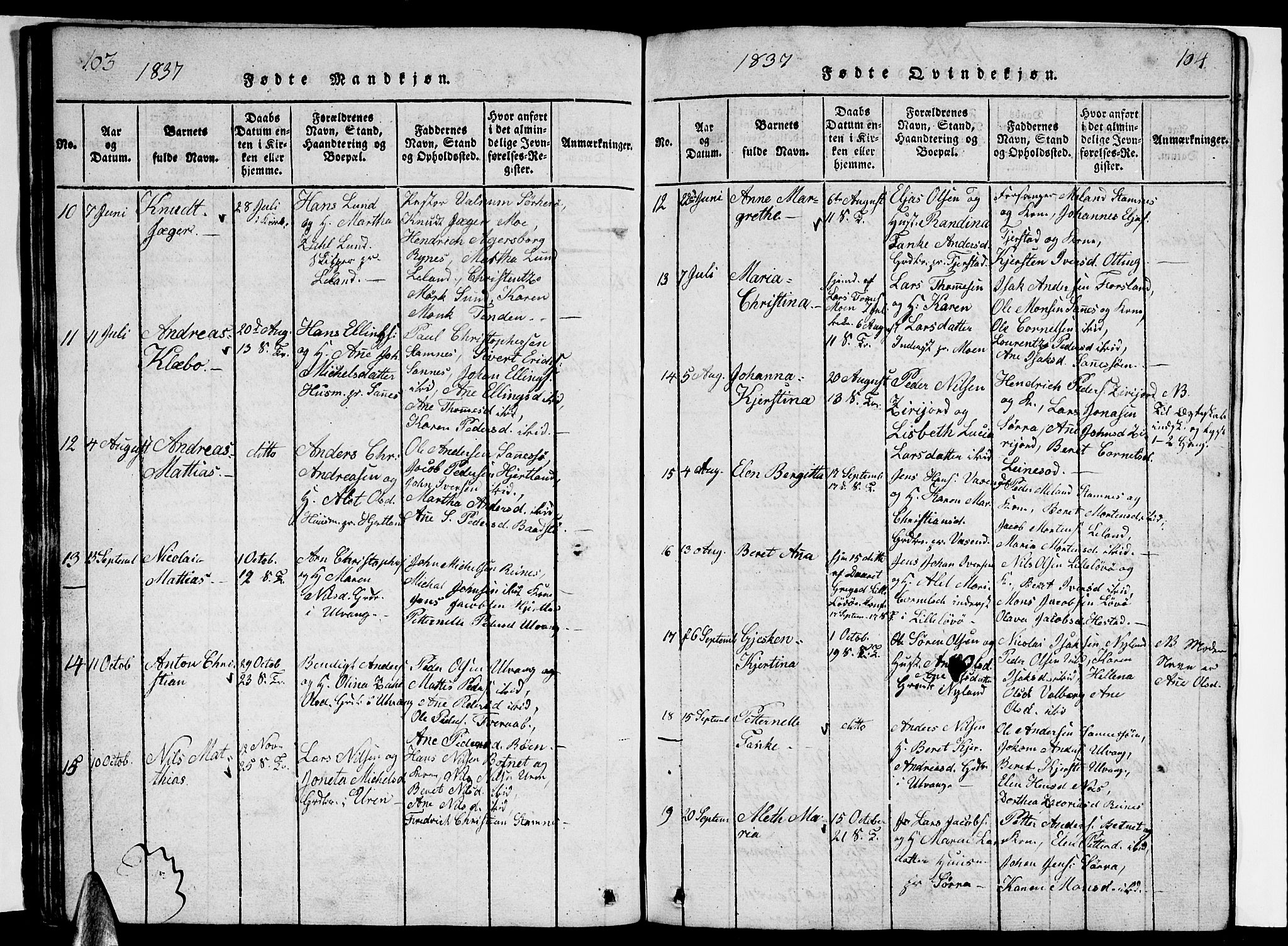 Ministerialprotokoller, klokkerbøker og fødselsregistre - Nordland, AV/SAT-A-1459/831/L0474: Klokkerbok nr. 831C01, 1820-1850, s. 103-104