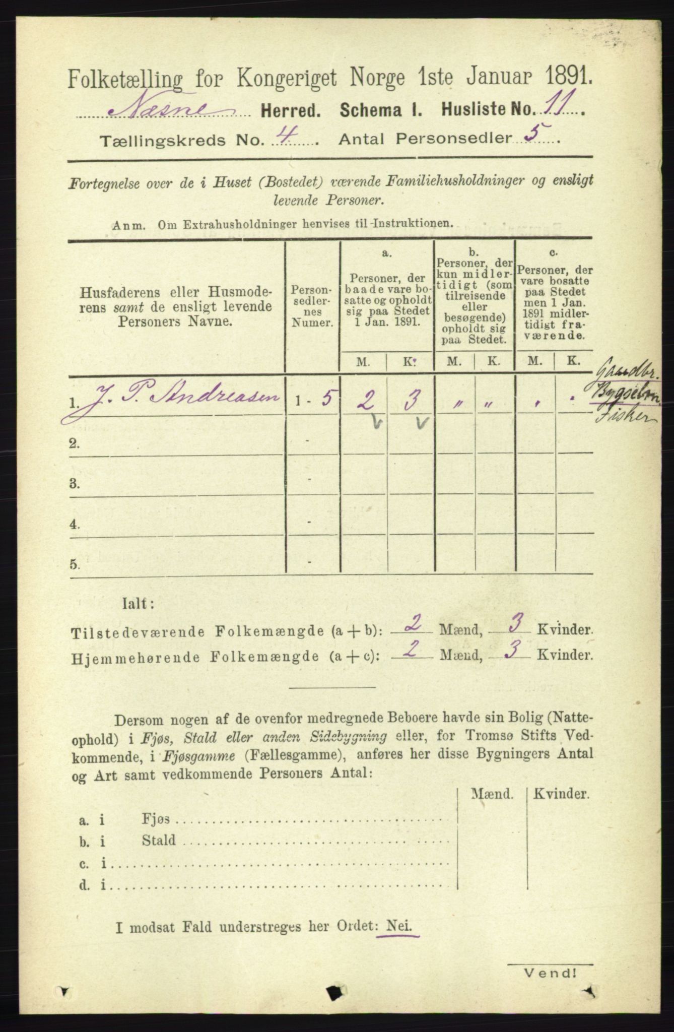 RA, Folketelling 1891 for 1828 Nesna herred, 1891, s. 2097