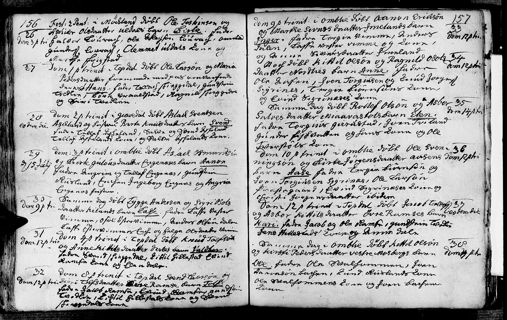 Åmli sokneprestkontor, AV/SAK-1111-0050/F/Fa/Fac/L0003: Ministerialbok nr. A 3, 1756-1775, s. 156-157
