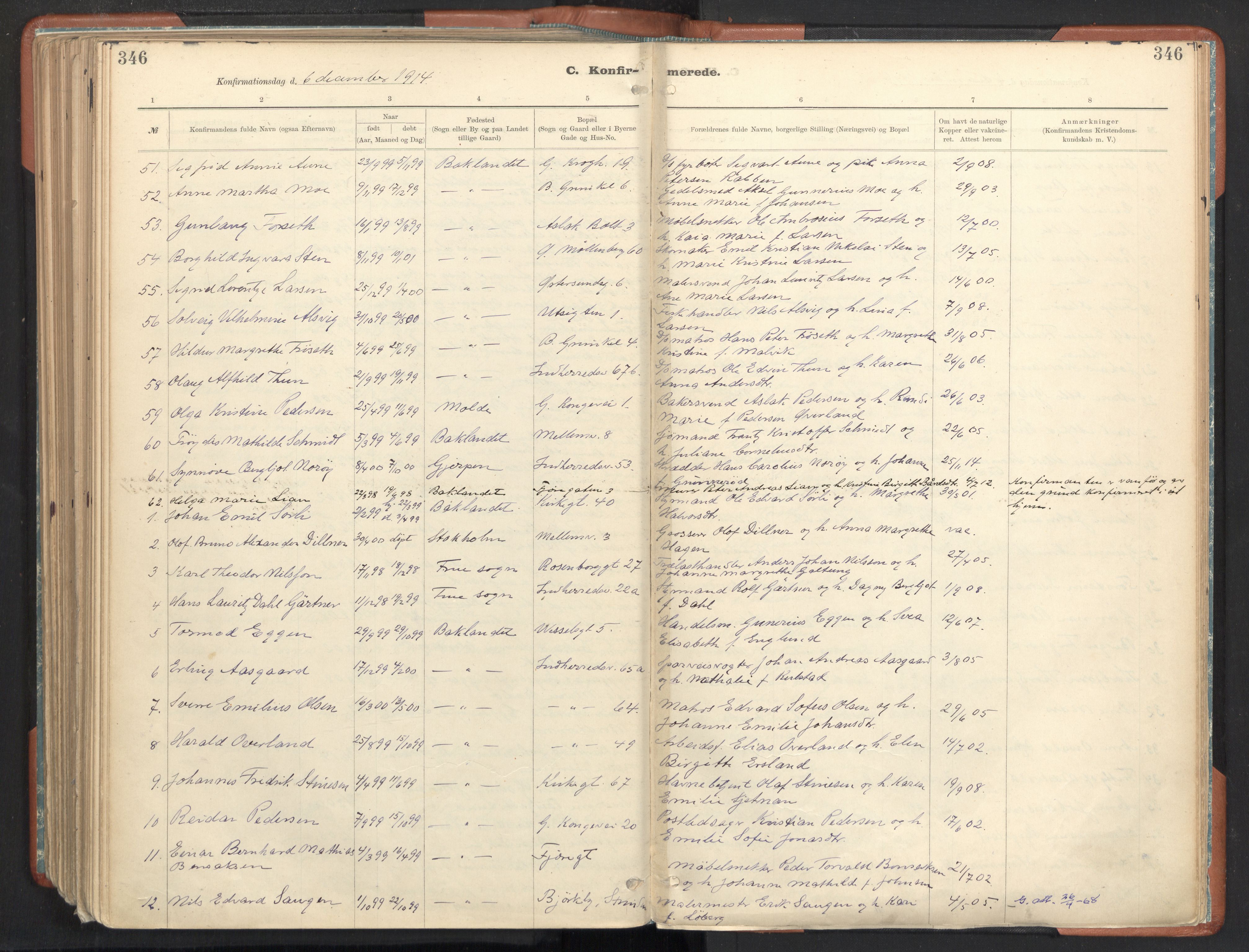 Ministerialprotokoller, klokkerbøker og fødselsregistre - Sør-Trøndelag, AV/SAT-A-1456/605/L0243: Ministerialbok nr. 605A05, 1908-1923, s. 346