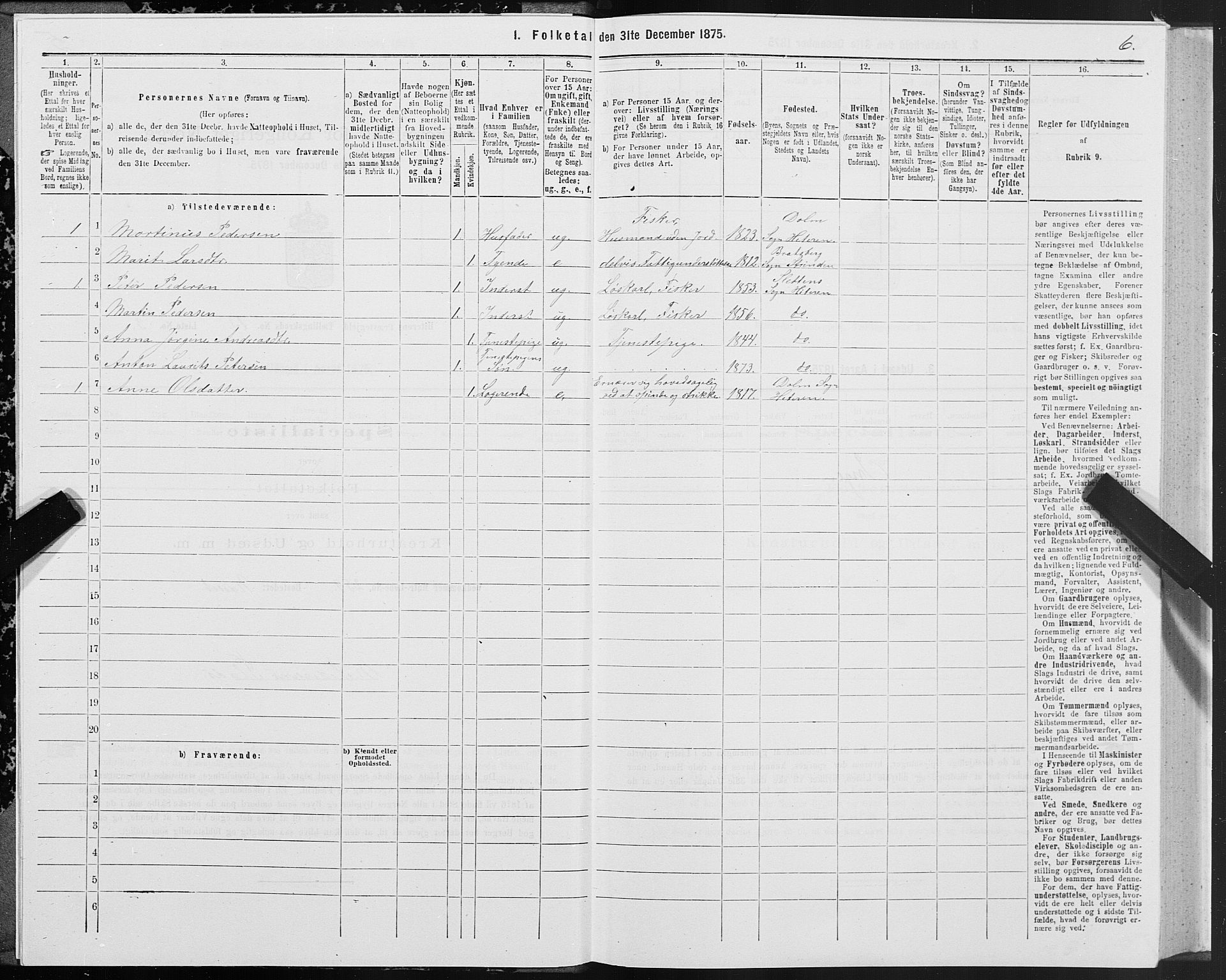 SAT, Folketelling 1875 for 1617P Hitra prestegjeld, 1875, s. 7006