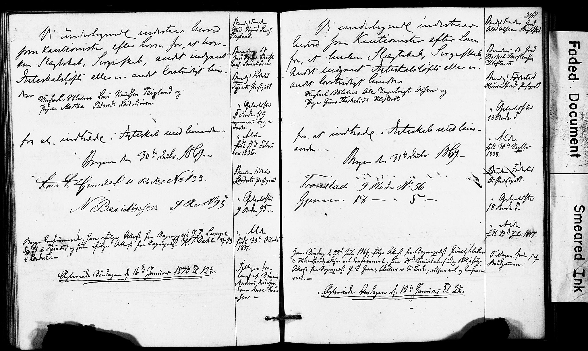 Domkirken sokneprestembete, SAB/A-74801: Forlovererklæringer nr. II.5.6, 1863-1870, s. 248