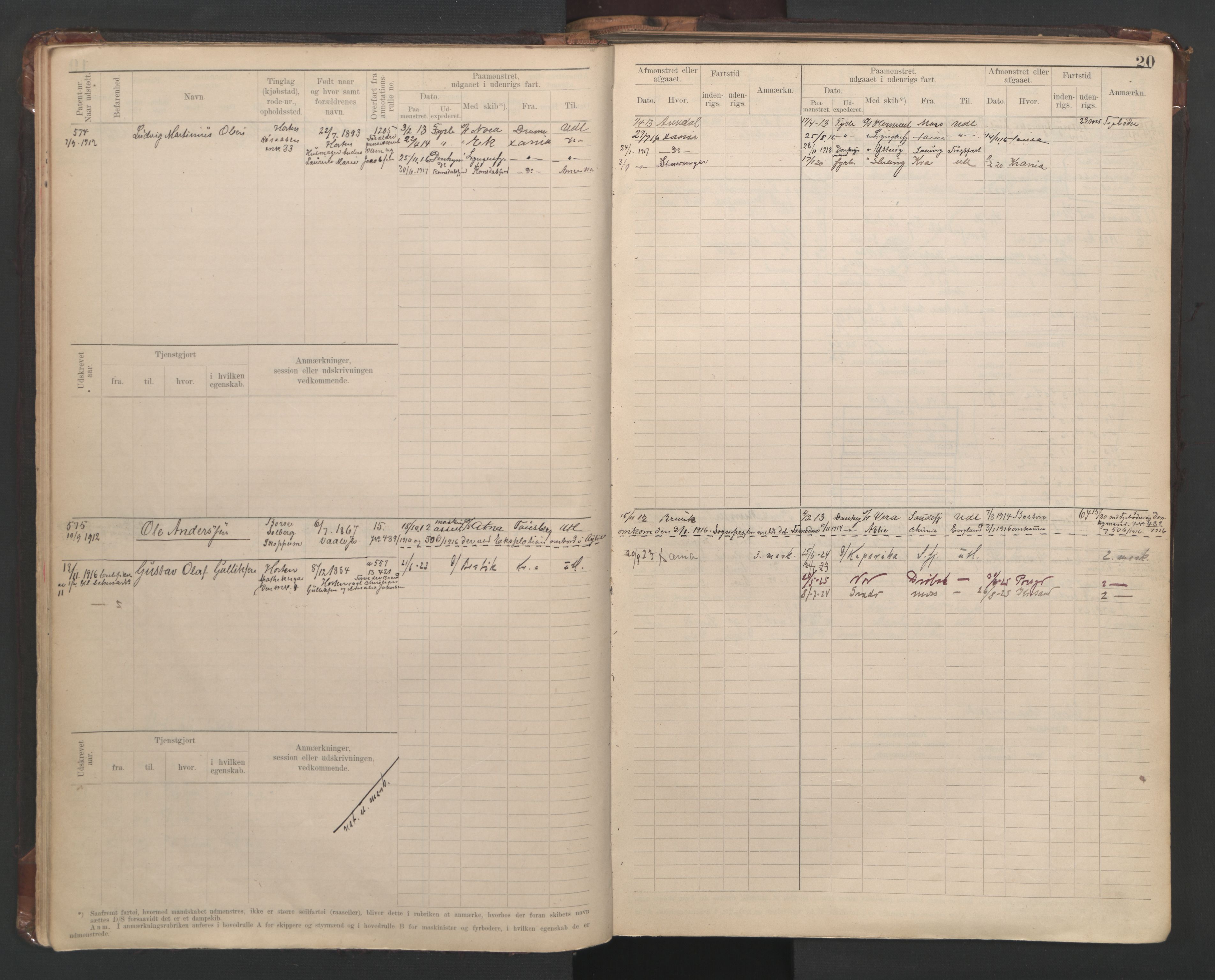 Horten innrulleringskontor, AV/SAKO-A-785/F/Fe/L0008: Maskinist, fyrbøterrulle, 1911-1948, s. 20