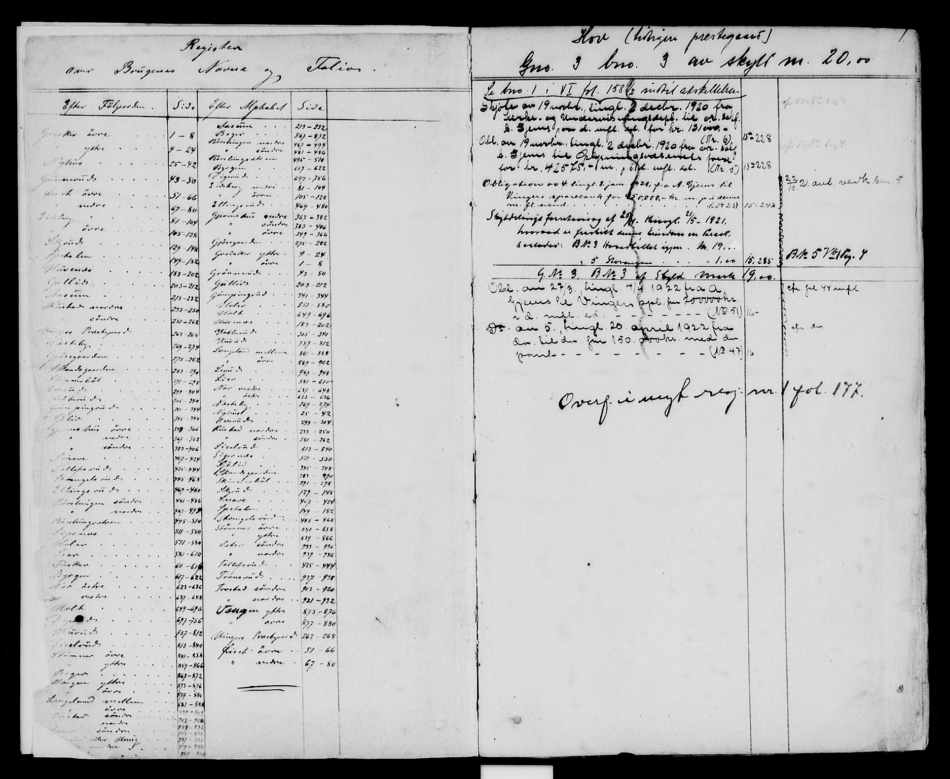 Vinger og Odal sorenskriveri, AV/SAH-TING-022/H/Ha/Hab/Habc/L0001B: Panteregister nr. 2.1B, 1900, s. 1