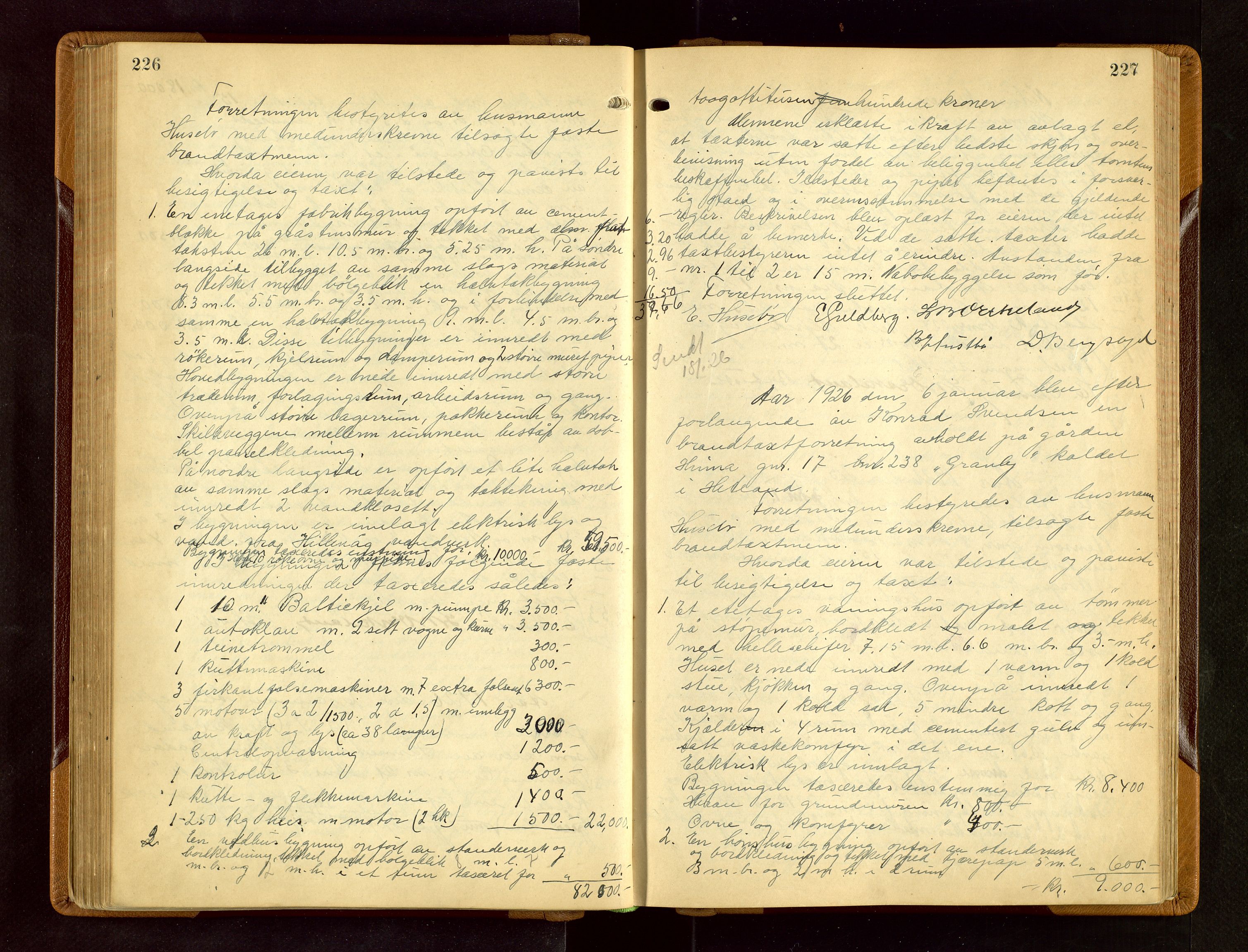 Hetland lensmannskontor, AV/SAST-A-100101/Goa/L0006: "Branntakstprotokoll", 1921-1938, s. 226-227