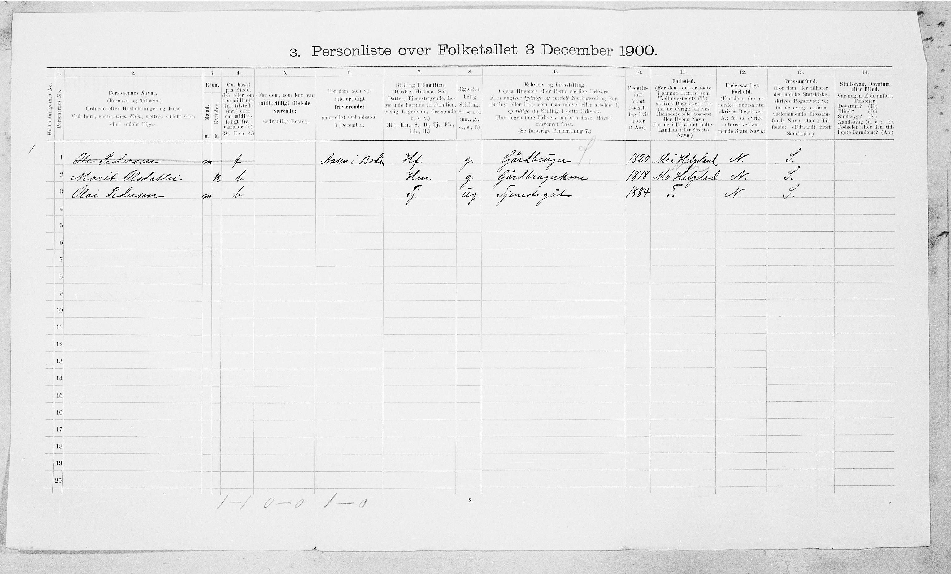 SAT, Folketelling 1900 for 1843 Bodin herred, 1900, s. 1310