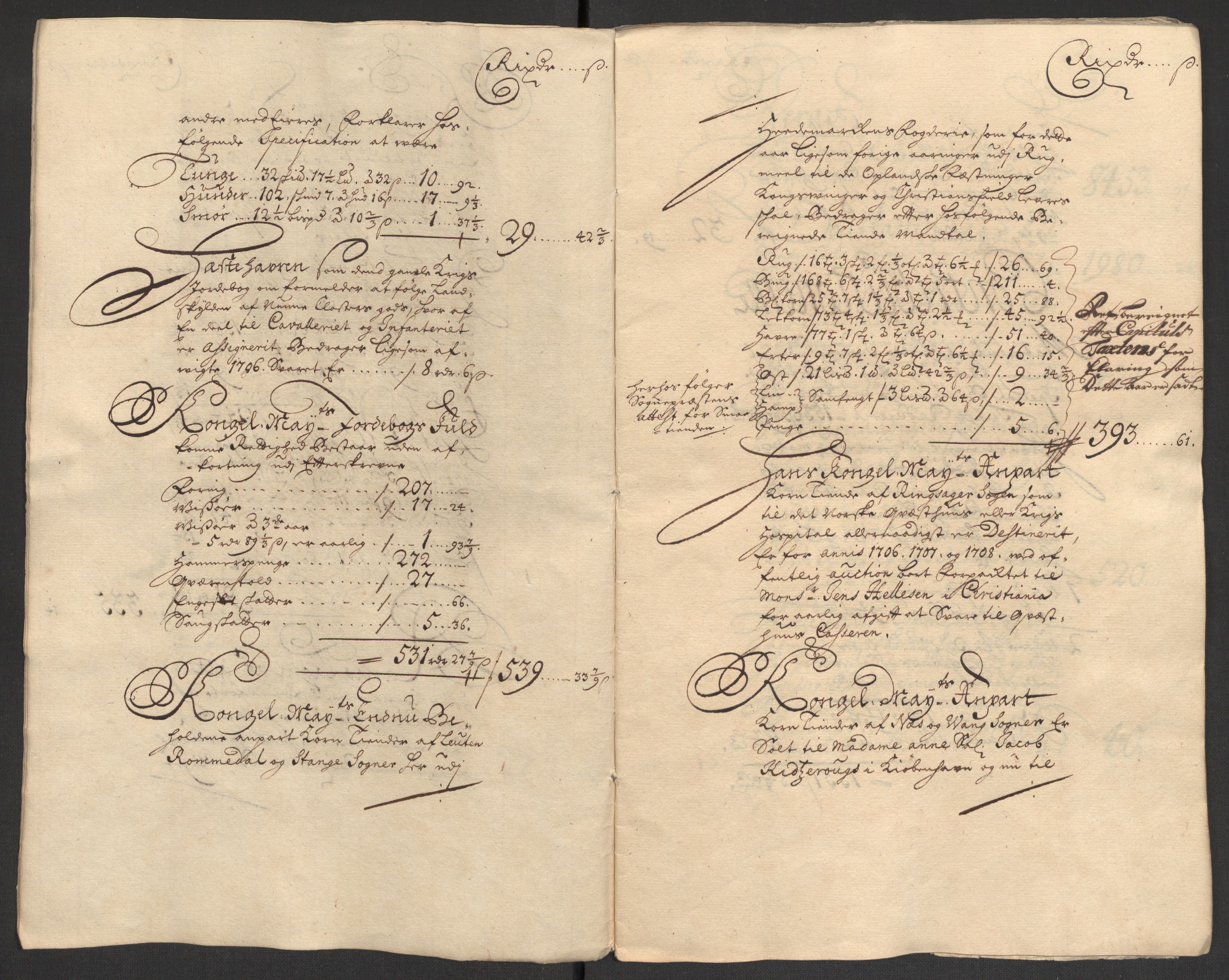 Rentekammeret inntil 1814, Reviderte regnskaper, Fogderegnskap, AV/RA-EA-4092/R16/L1043: Fogderegnskap Hedmark, 1706-1707, s. 292