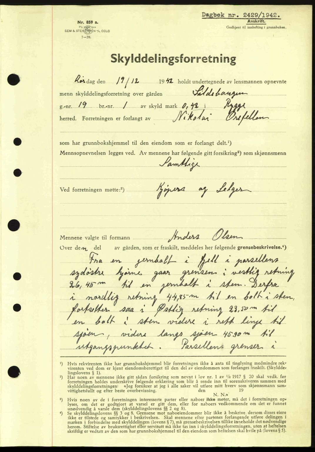 Moss sorenskriveri, SAO/A-10168: Pantebok nr. A10, 1942-1943, Dagboknr: 2429/1942