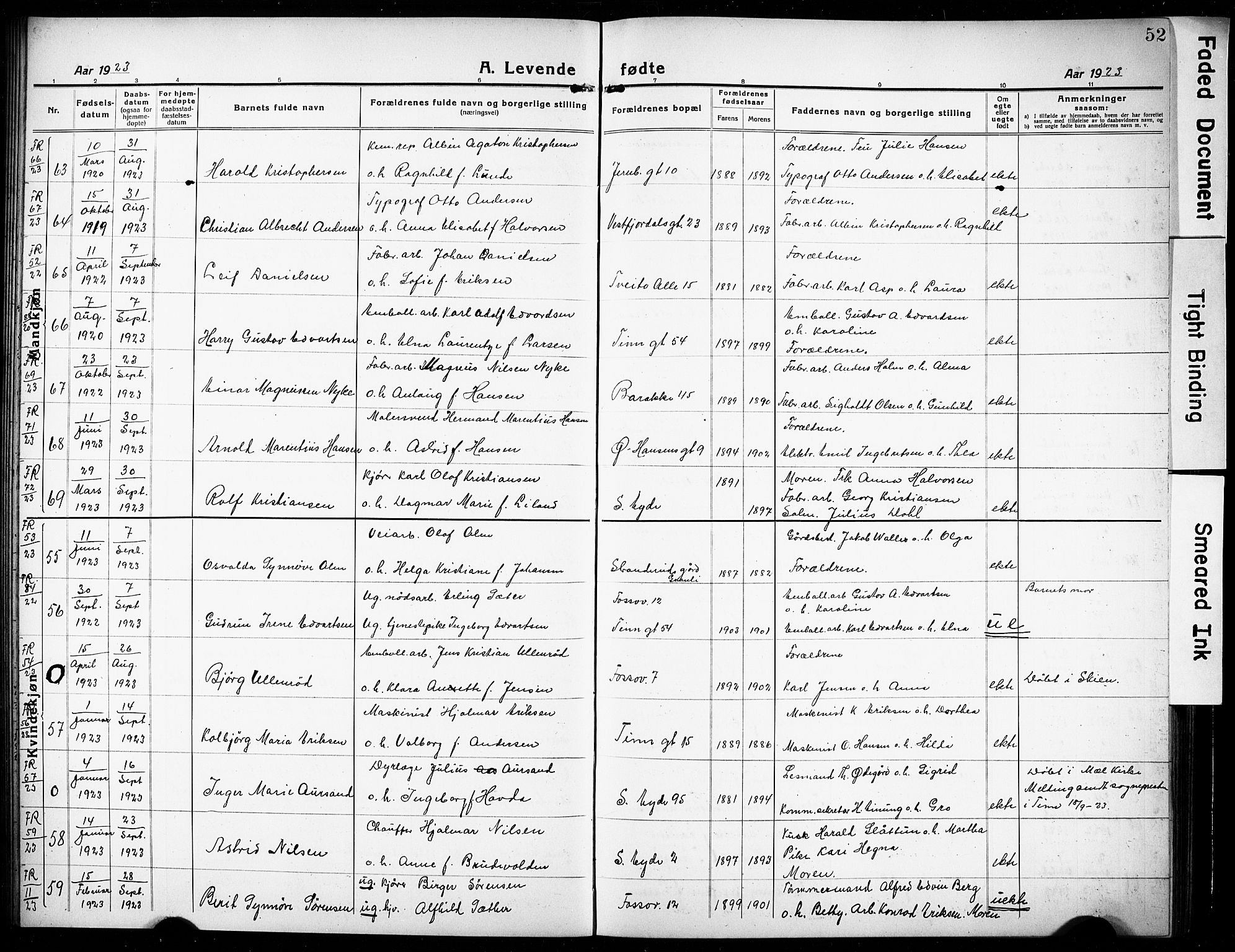 Rjukan kirkebøker, AV/SAKO-A-294/G/Ga/L0003: Klokkerbok nr. 3, 1920-1928, s. 52