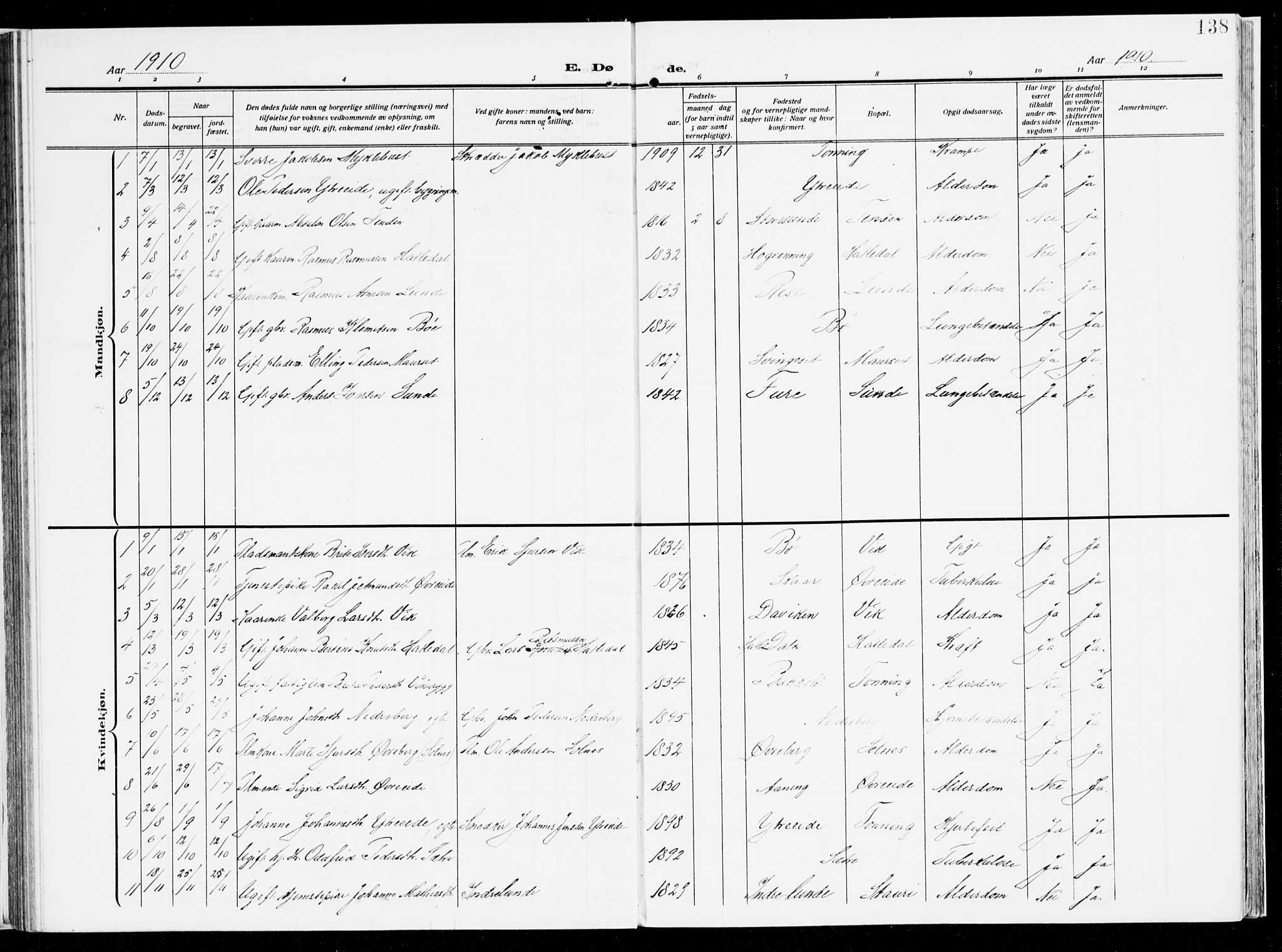 Stryn Sokneprestembete, AV/SAB-A-82501: Ministerialbok nr. B 2, 1908-1936, s. 138