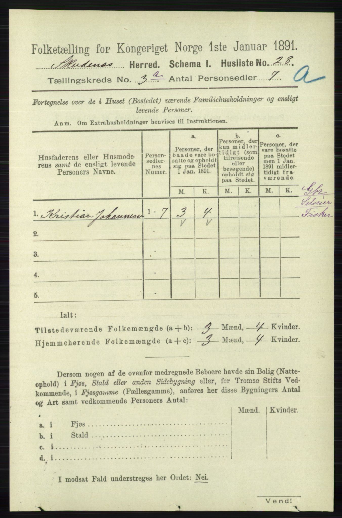 RA, Folketelling 1891 for 1150 Skudenes herred, 1891, s. 1358