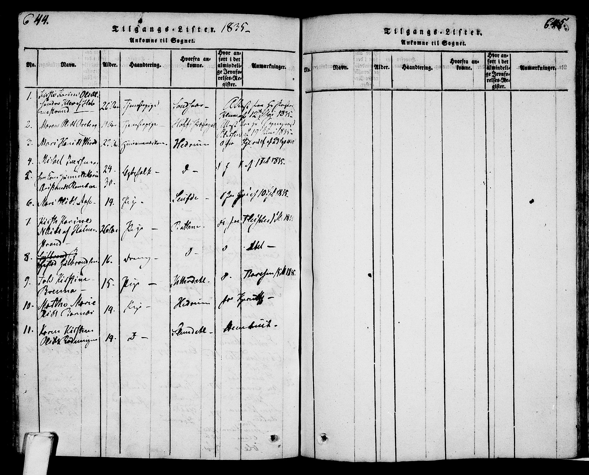 Lardal kirkebøker, AV/SAKO-A-350/F/Fa/L0005: Ministerialbok nr. I 5, 1814-1835, s. 644-645
