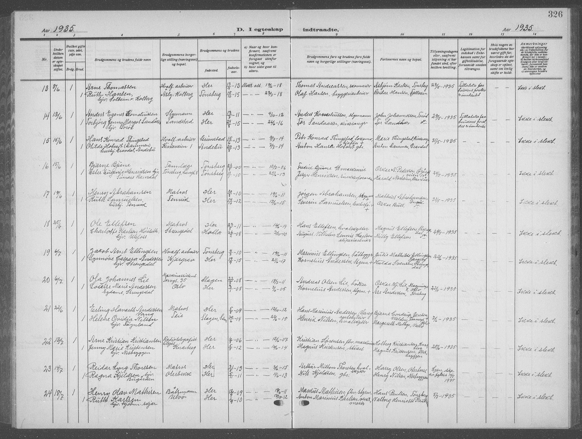 Nøtterøy kirkebøker, AV/SAKO-A-354/G/Ga/L0006: Klokkerbok nr. I 6, 1925-1939, s. 326