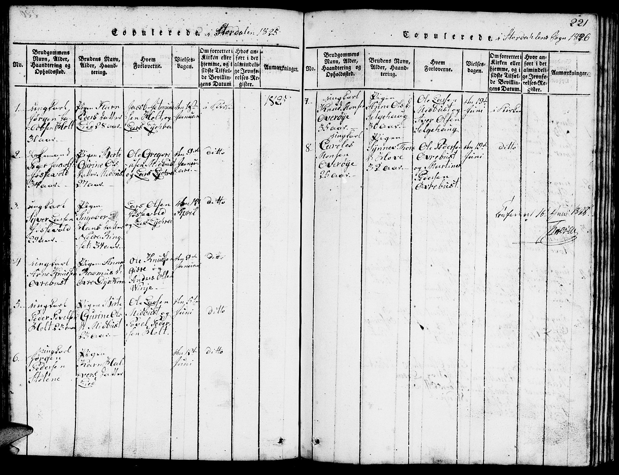 Ministerialprotokoller, klokkerbøker og fødselsregistre - Møre og Romsdal, SAT/A-1454/520/L0289: Klokkerbok nr. 520C01, 1817-1837, s. 221