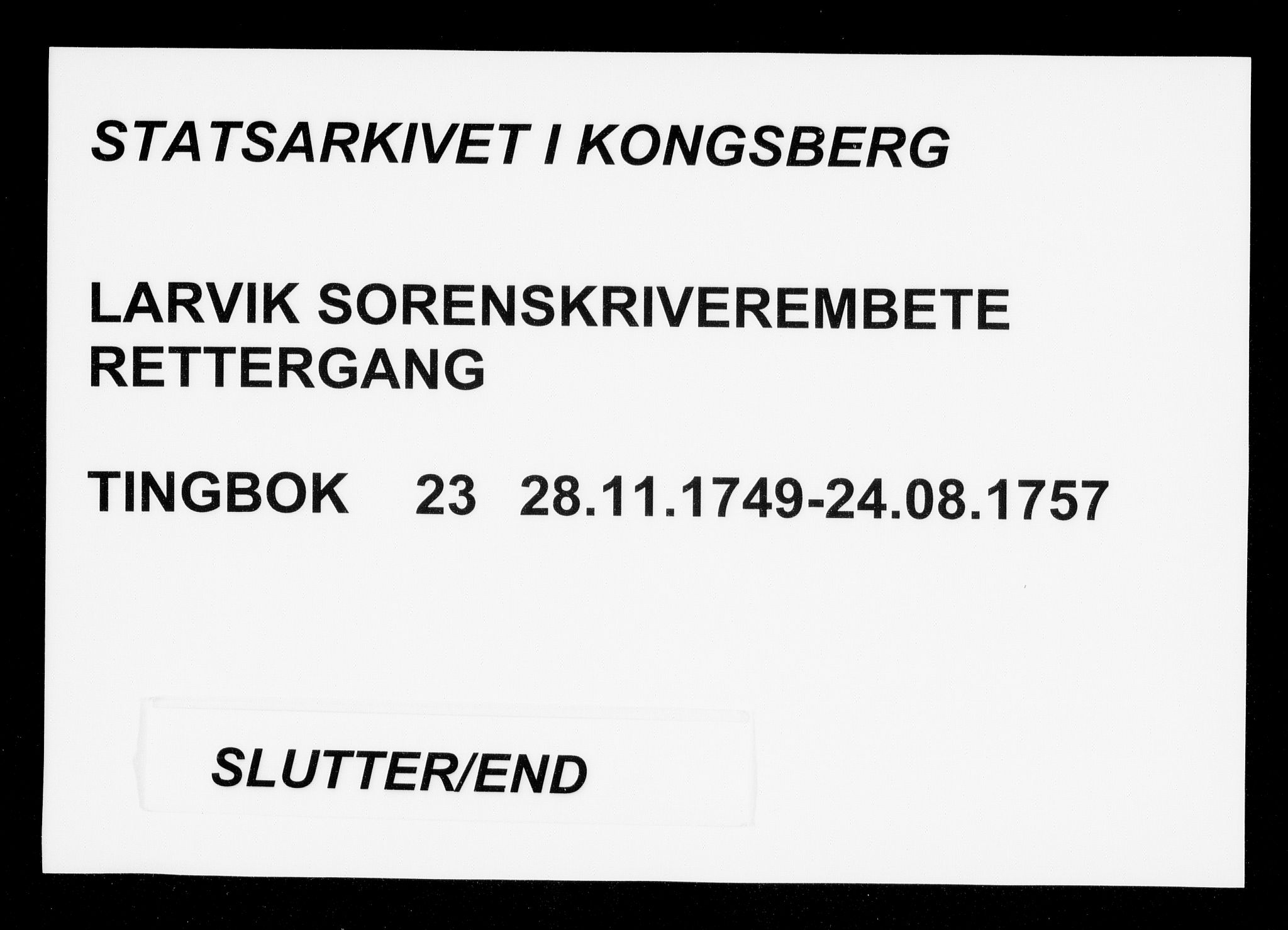 Larvik sorenskriveri, AV/SAKO-A-83/F/Fa/L0023: Tingbok, 1749-1757