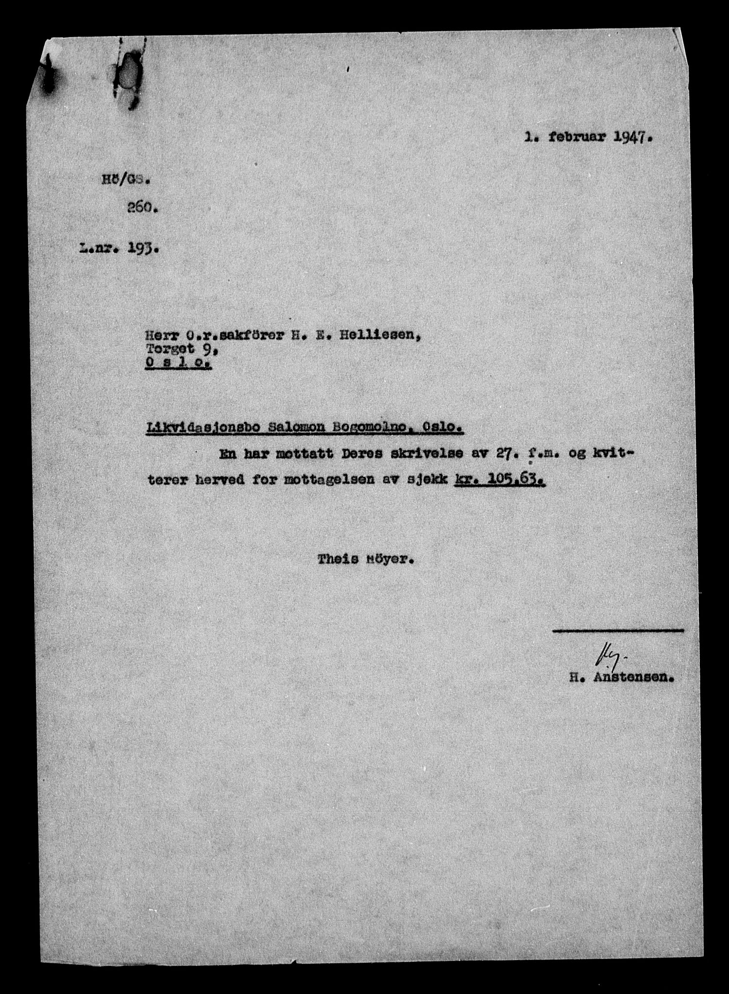 Justisdepartementet, Tilbakeføringskontoret for inndratte formuer, AV/RA-S-1564/H/Hc/Hcc/L0927: --, 1945-1947, s. 359