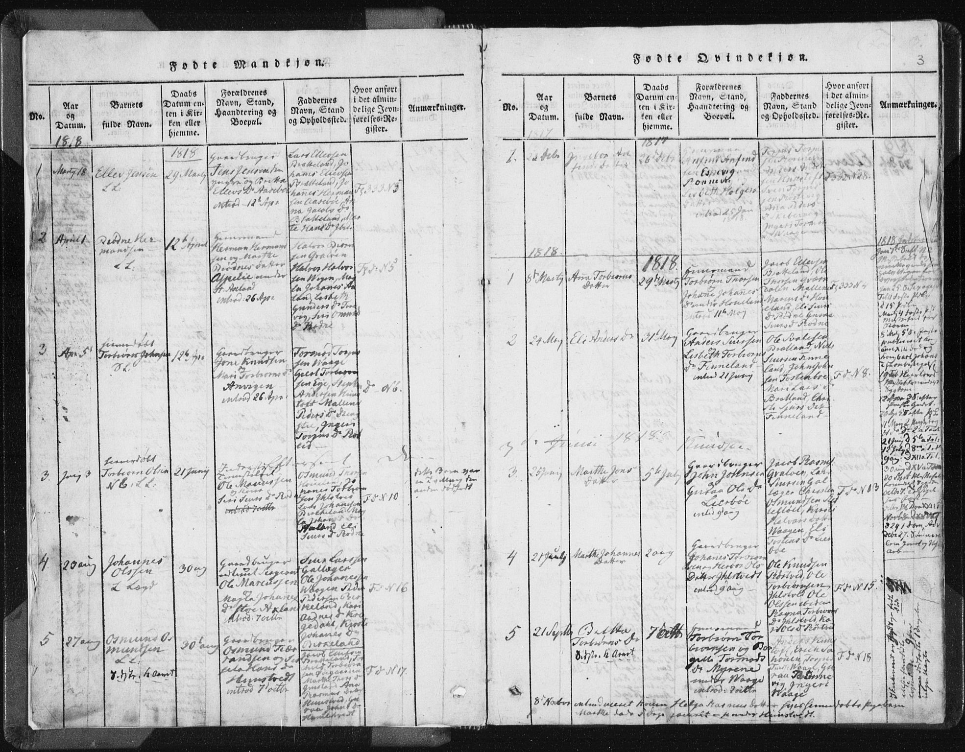 Vikedal sokneprestkontor, SAST/A-101840/01/IV: Ministerialbok nr. A 5, 1817-1850, s. 3