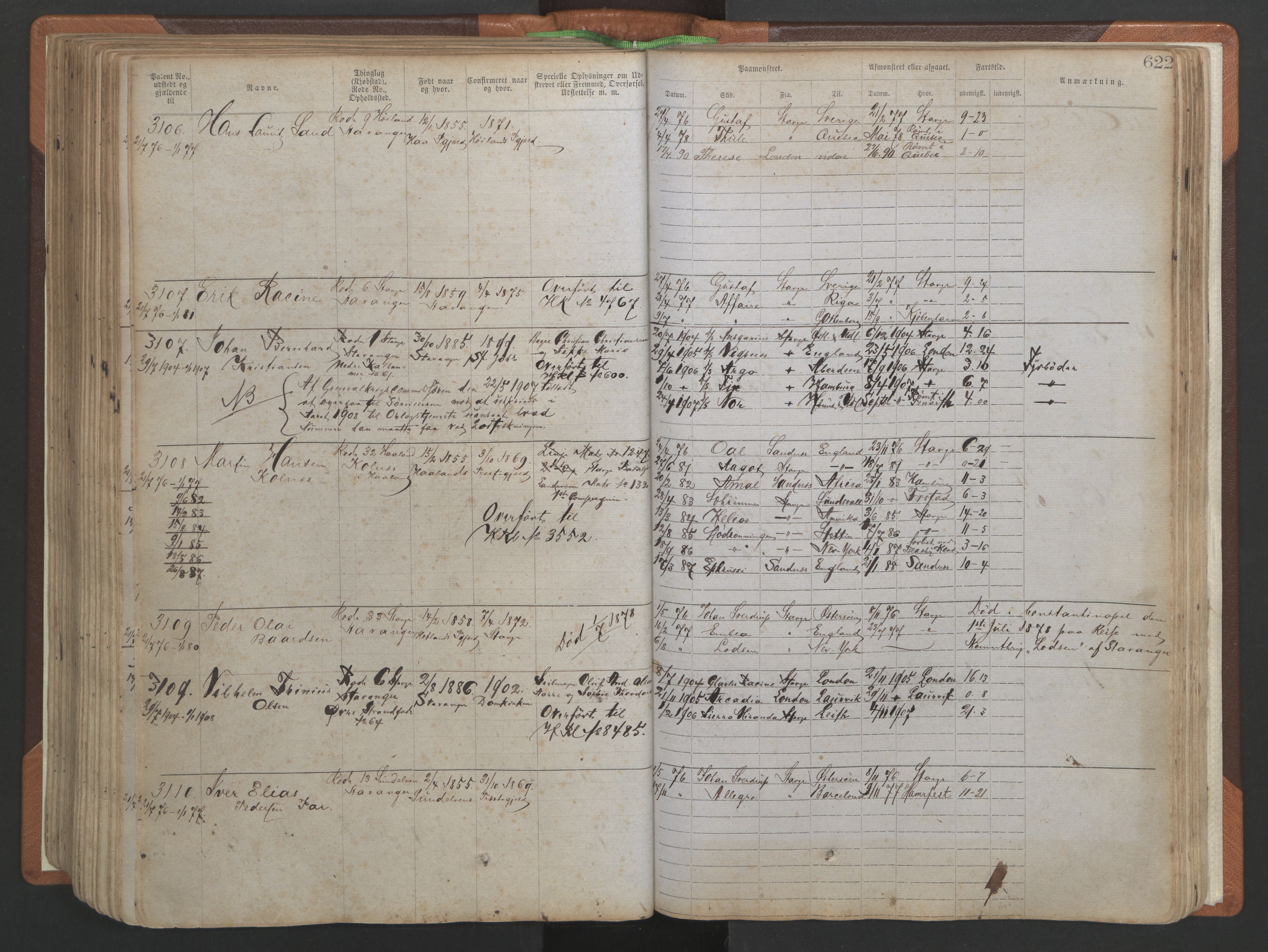 Stavanger sjømannskontor, SAST/A-102006/F/Ff/L0005: Annotasjonsrulle No 1, patentnr. 1786-3585 (del 2), 1872-1900, s. 269