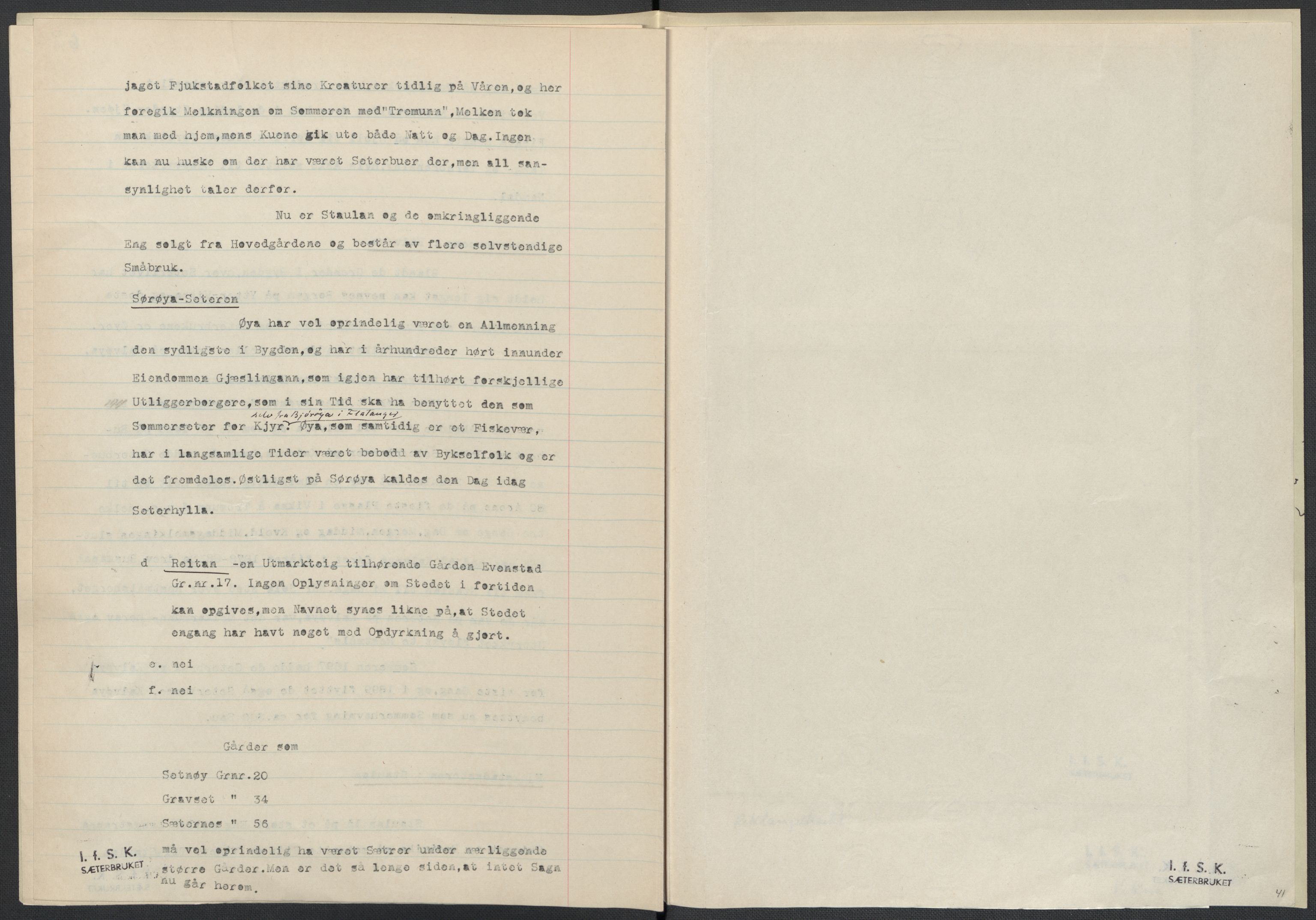 Instituttet for sammenlignende kulturforskning, AV/RA-PA-0424/F/Fc/L0015/0003: Eske B15: / Nord-Trøndelag (perm XLIV-XLV), 1933-1939