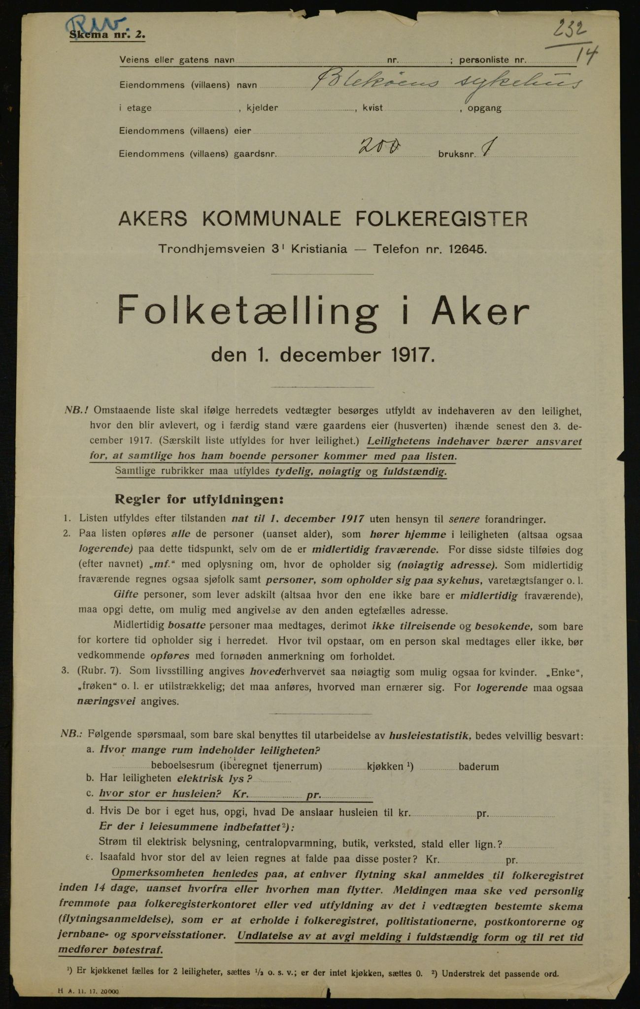 OBA, Kommunal folketelling 1.12.1917 for Aker, 1917, s. 21641